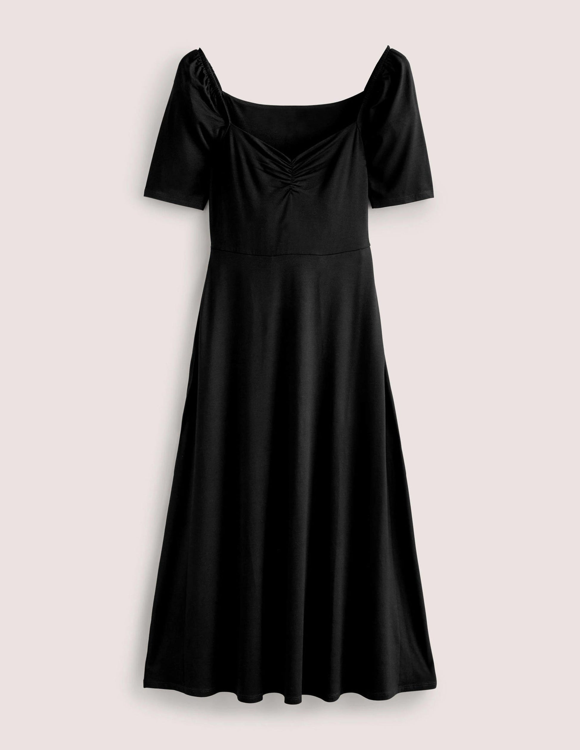 Sweetheart Jersey Midi Dress-Black-5