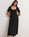 Sweetheart Jersey Midi Dress-Black