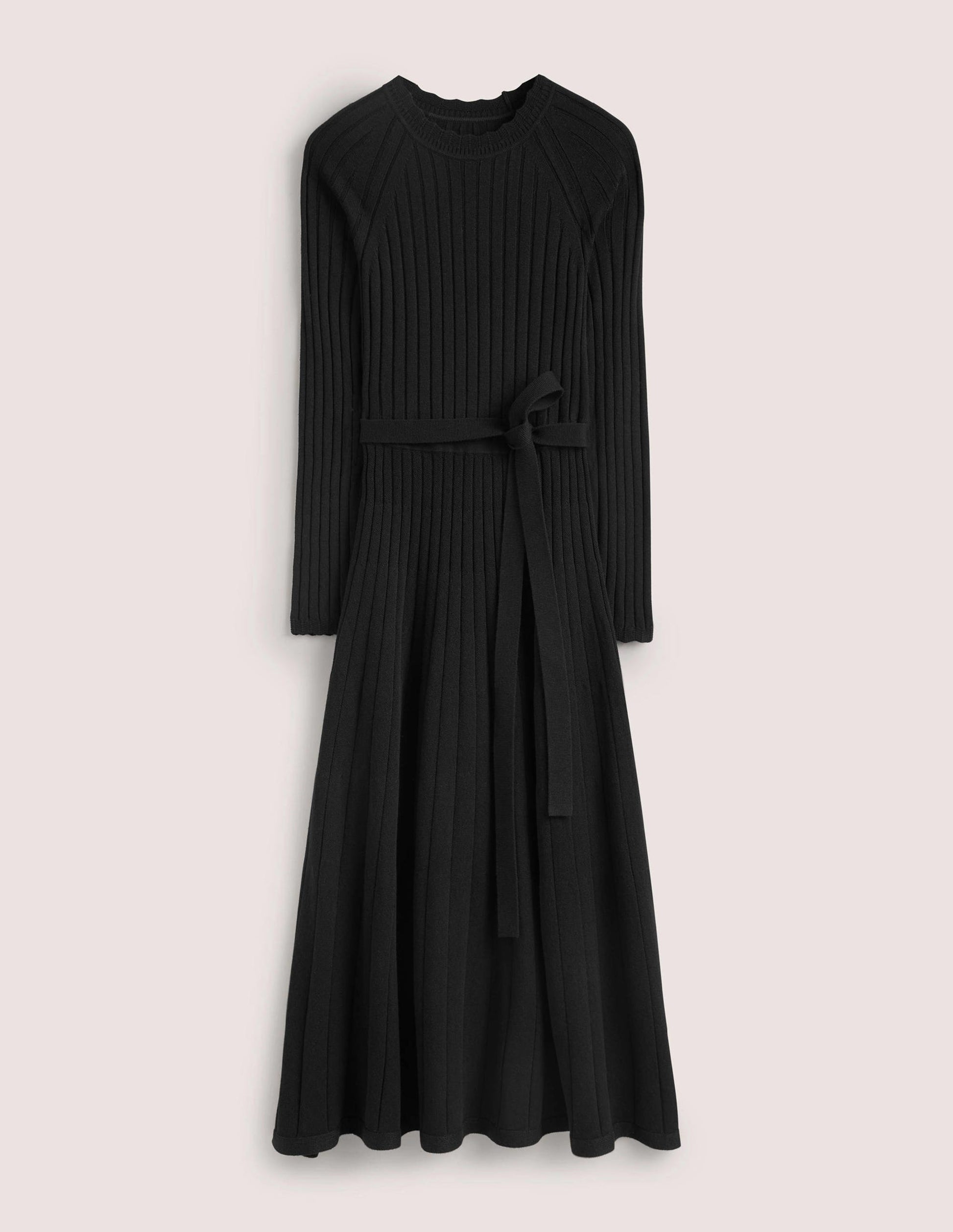 Midi-Strickkleid mit Rippdetails-Schwarz-7