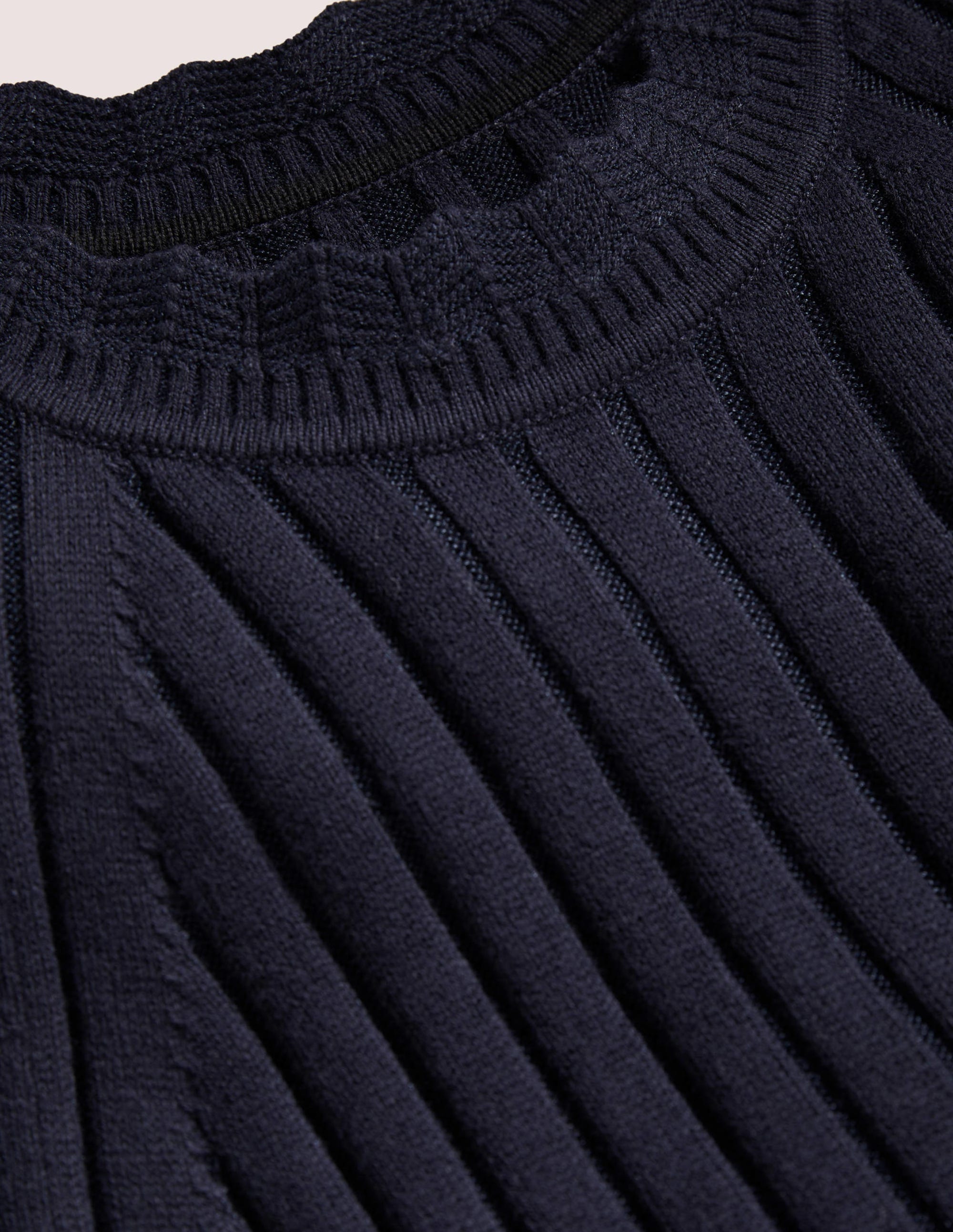 Midi-Strickkleid mit Rippdetails-Marineblau - Image 6