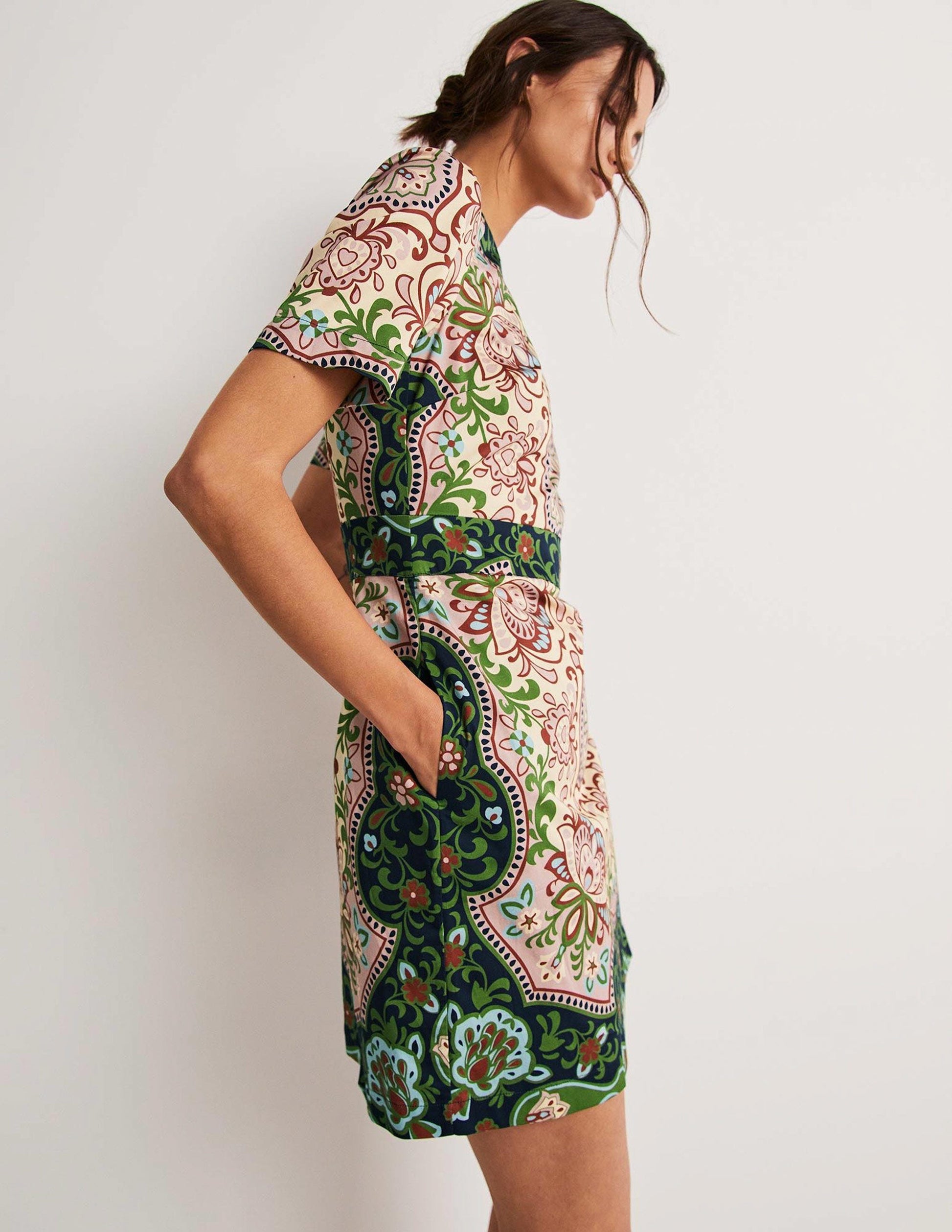 Mini-Etuikleid aus Baumwolle-Bunt, Blütenornamente-4