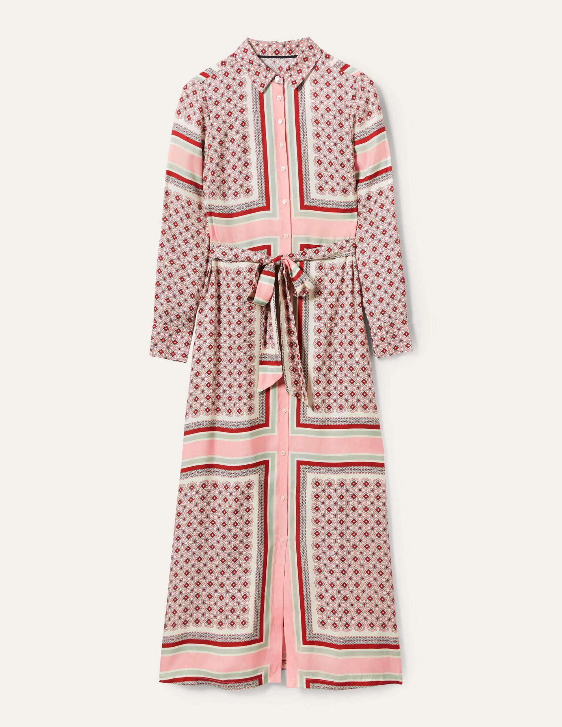 Claudia Maxi-Hemdblusenkleid-Mandelblütenrosa, Geometrisches Muster-10