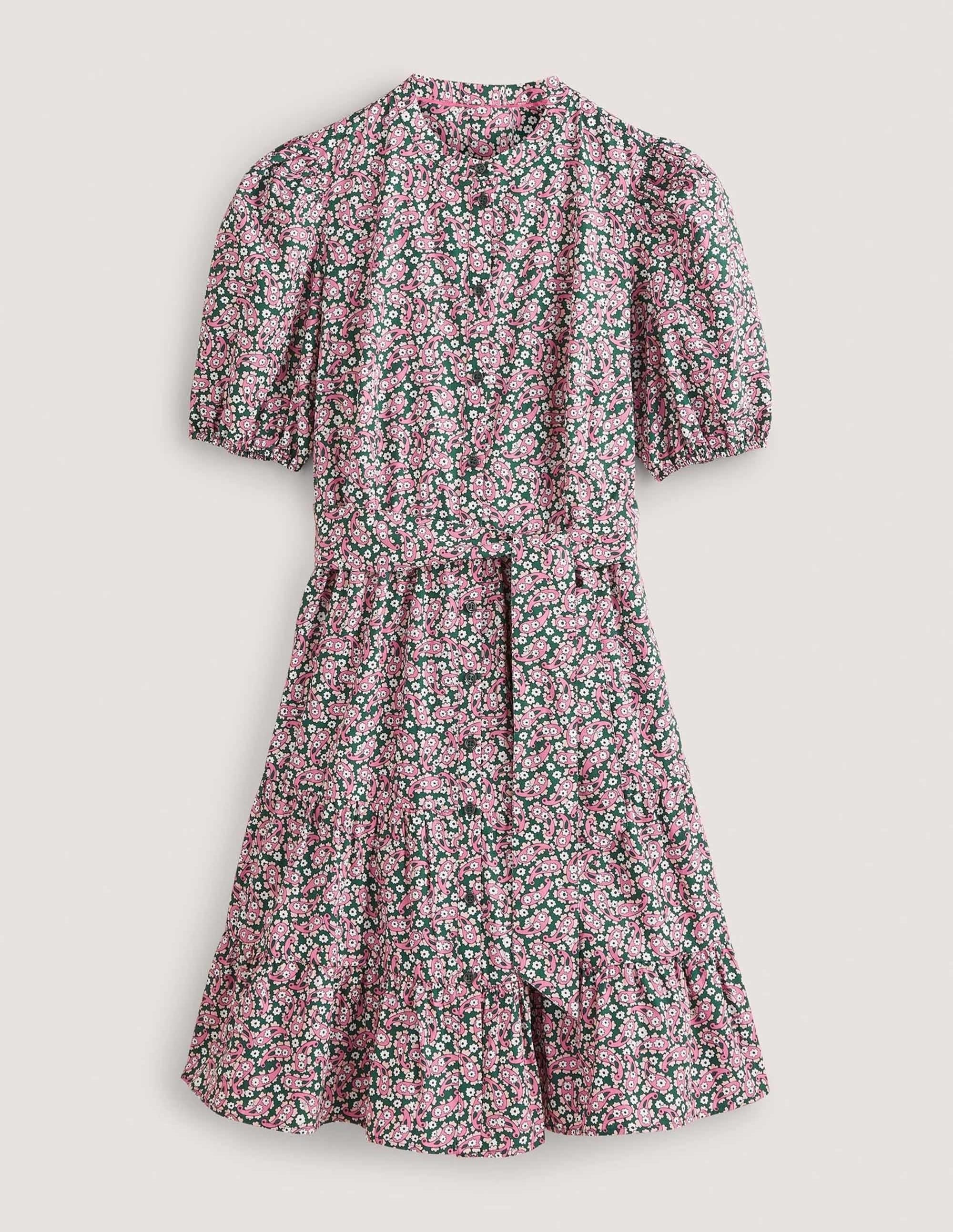 Tiered Shirt Dress-Trekking Green, Petal Paisley - Image 6