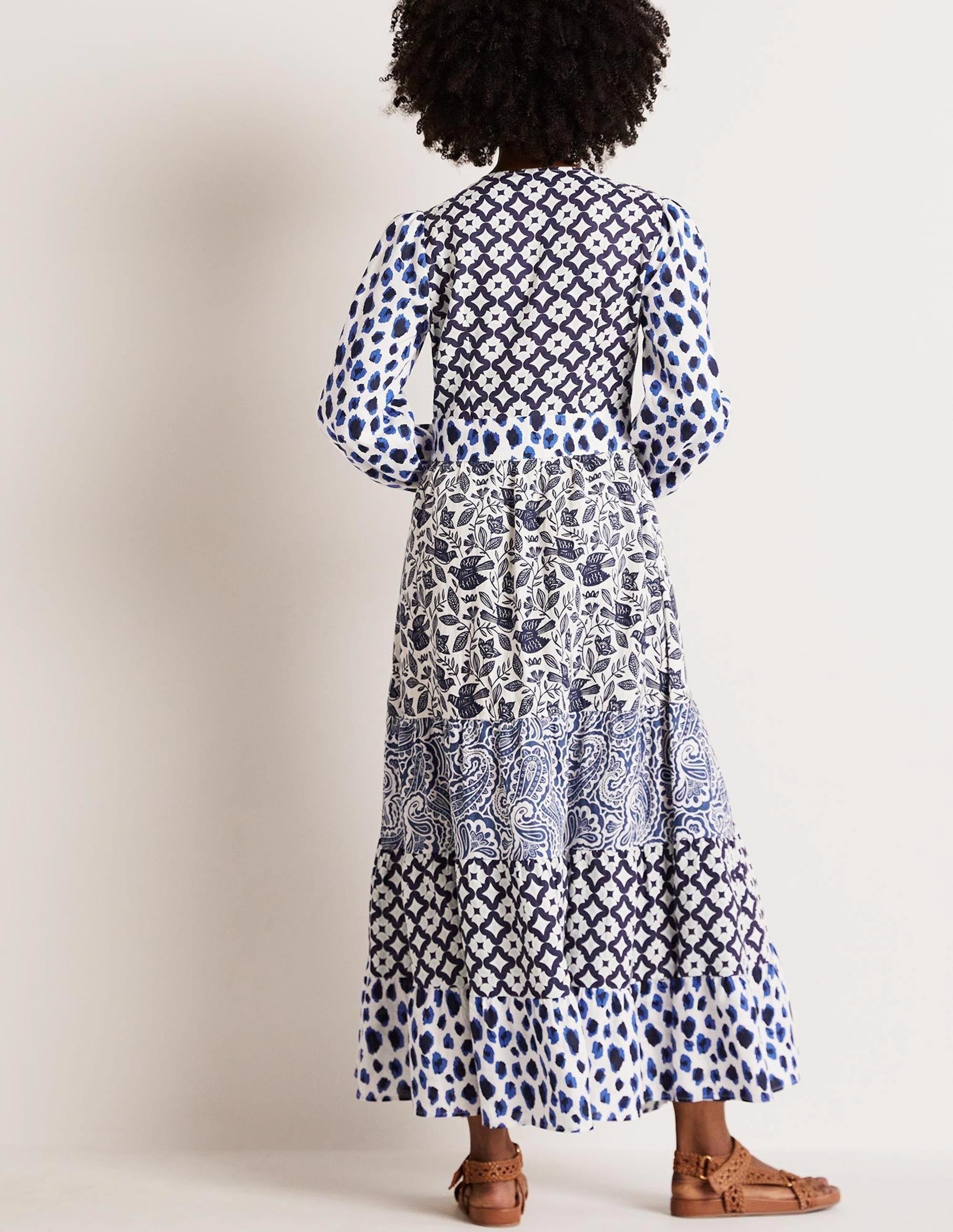 Gestuftes Upcycling Maxi-Kleid-Blau - Image 3