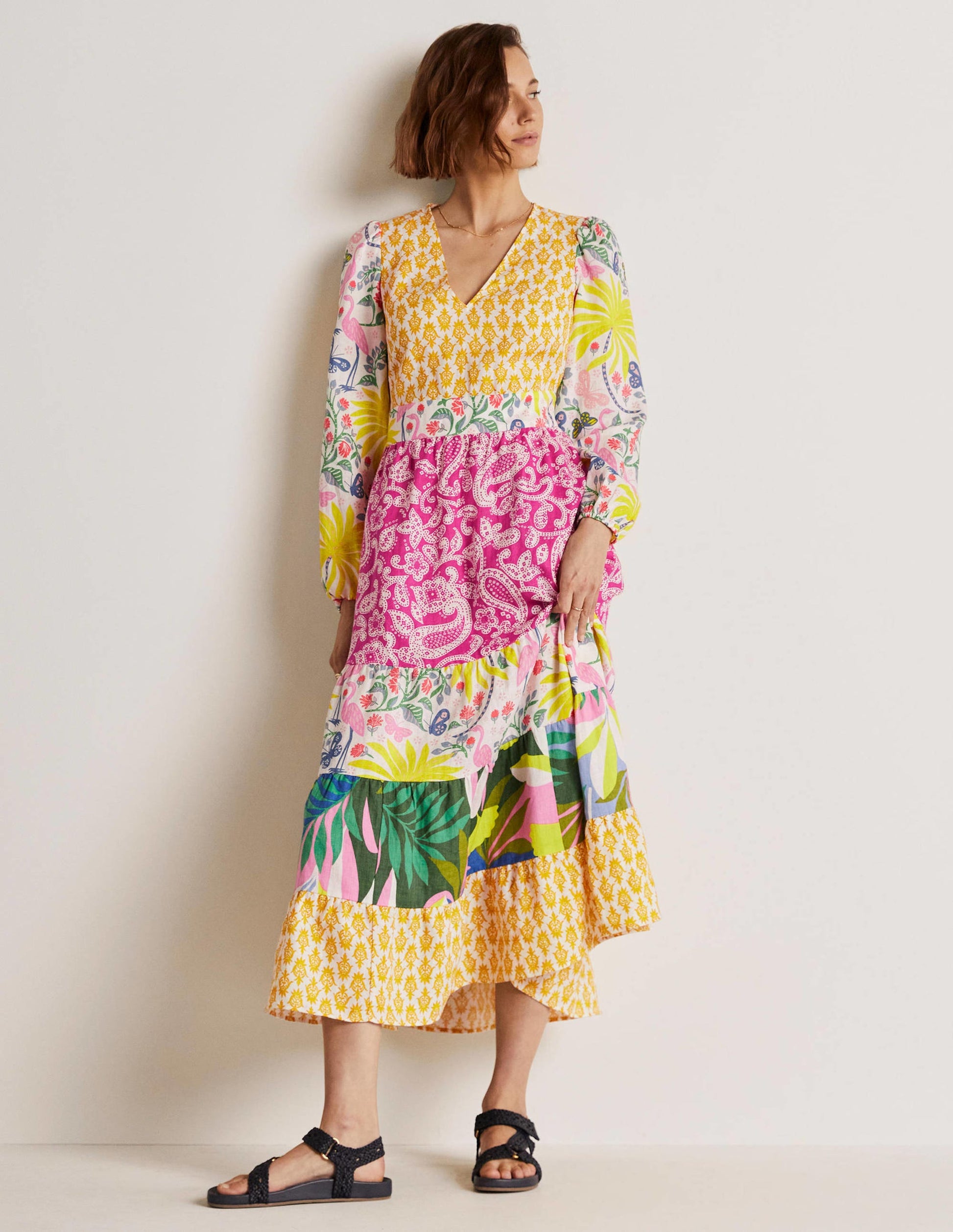 Repurposed Tiered Maxi Dress-Multi-1