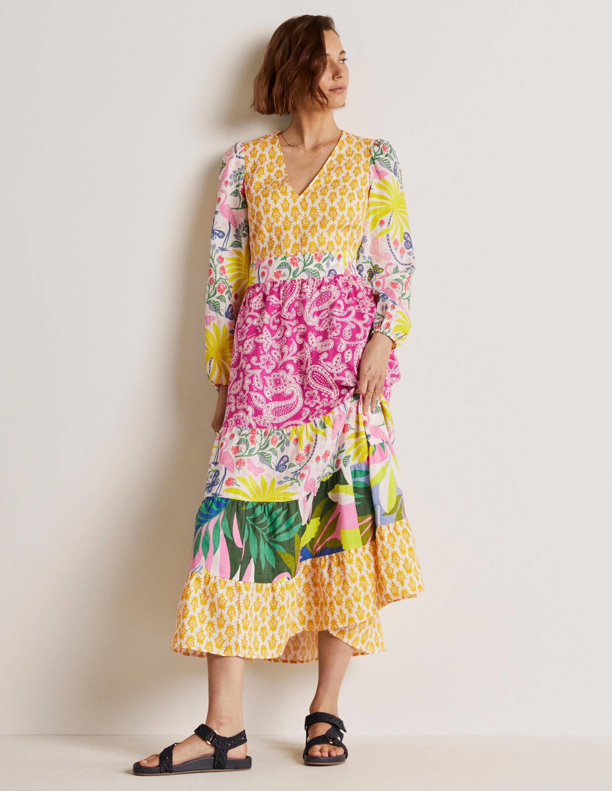 Repurposed Tiered Maxi Dress-Multi - Image 1