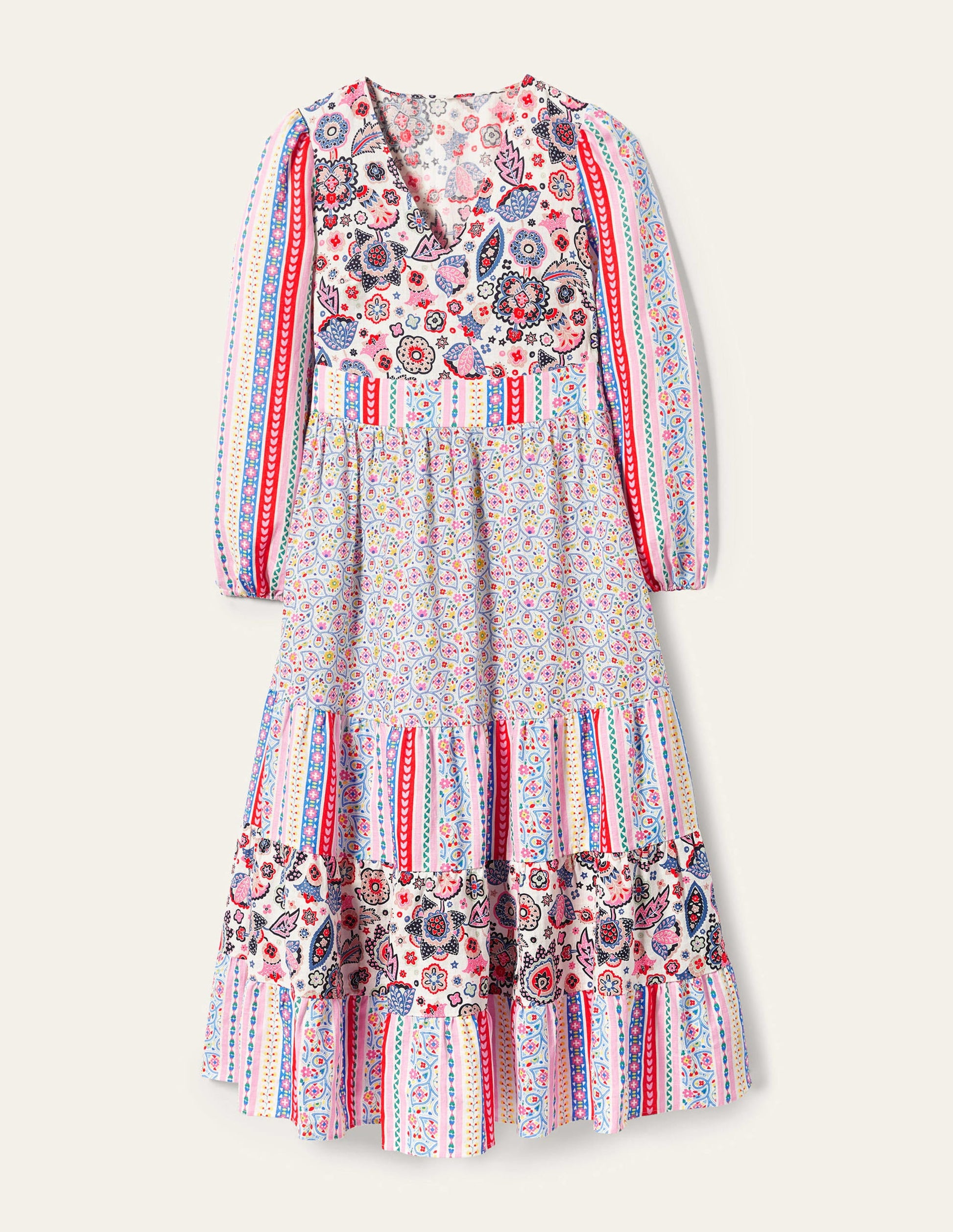 Robe longue à volants recyclée-Rose-9