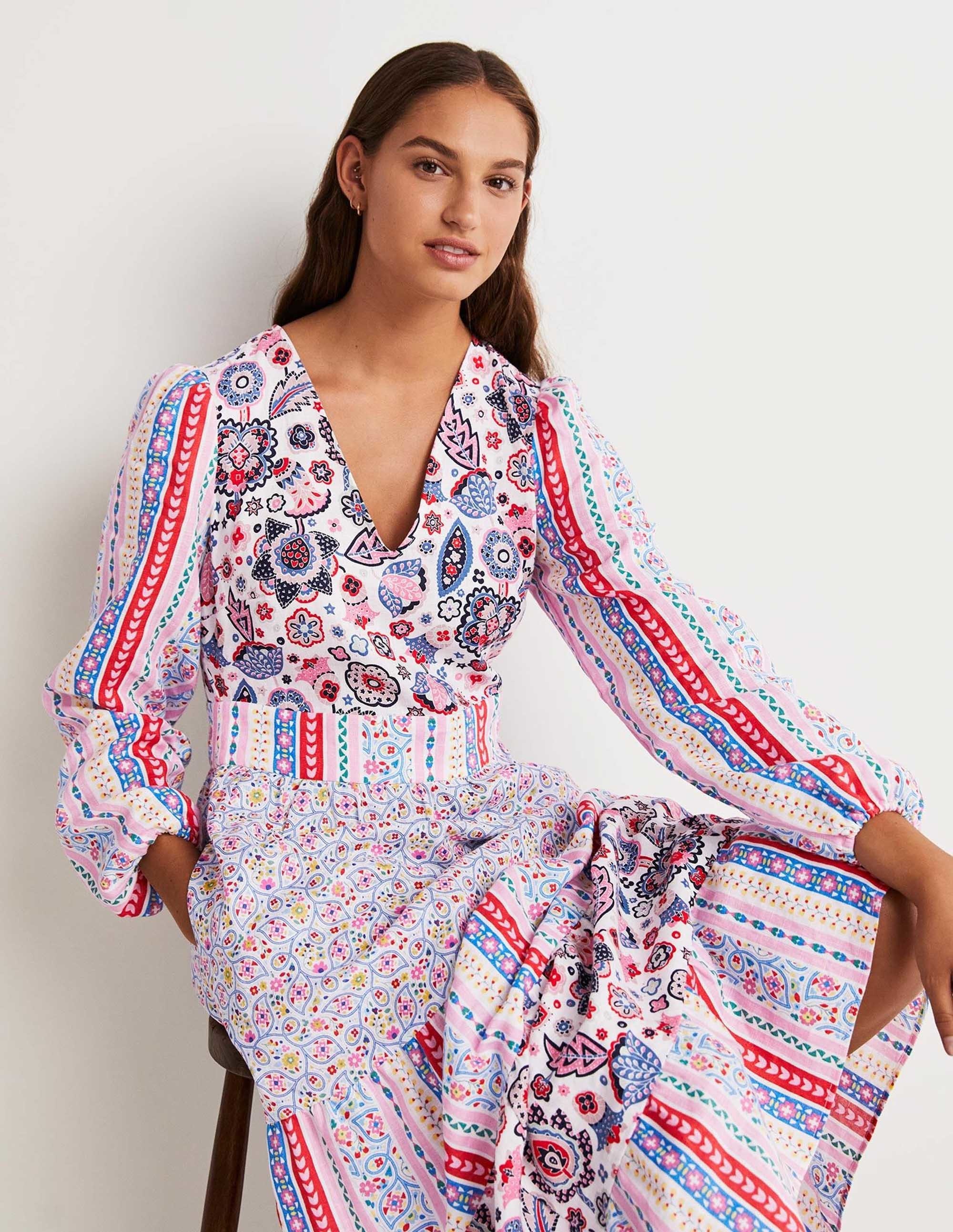 Robe longue à volants recyclée-Rose - Image 4