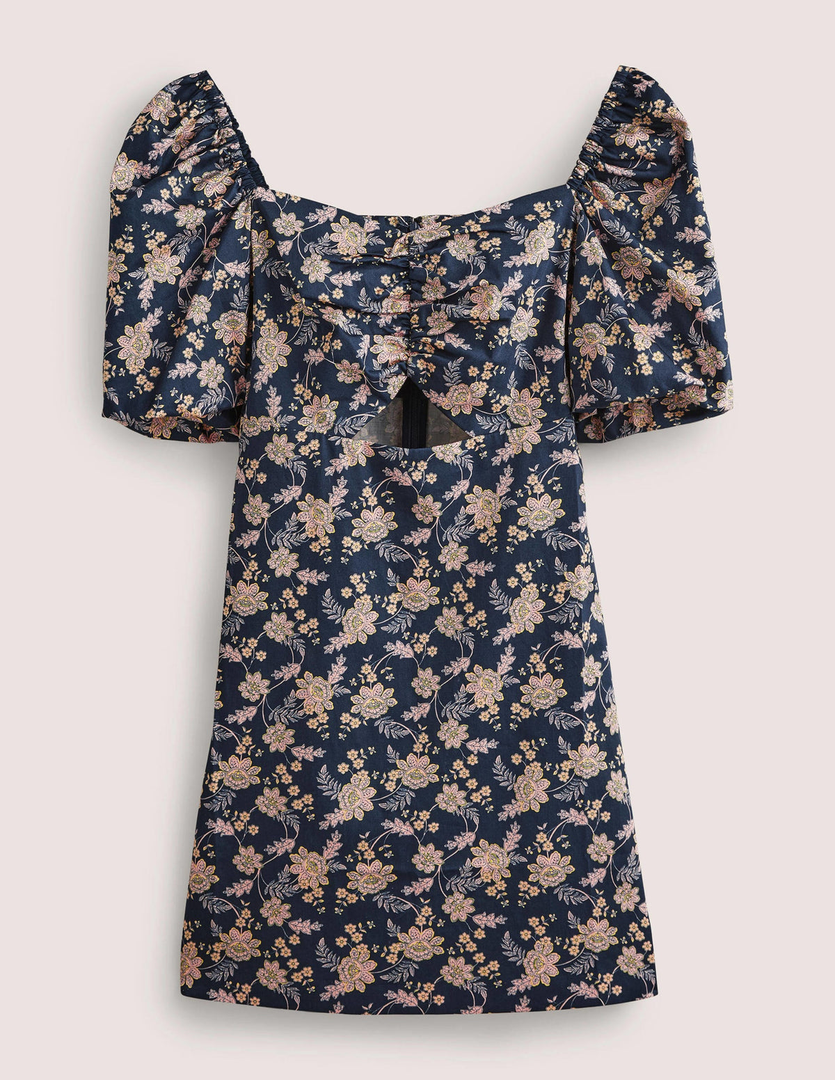 Minikleid mit Cut-out-Detail-Navy, Chintz-Blumen-5