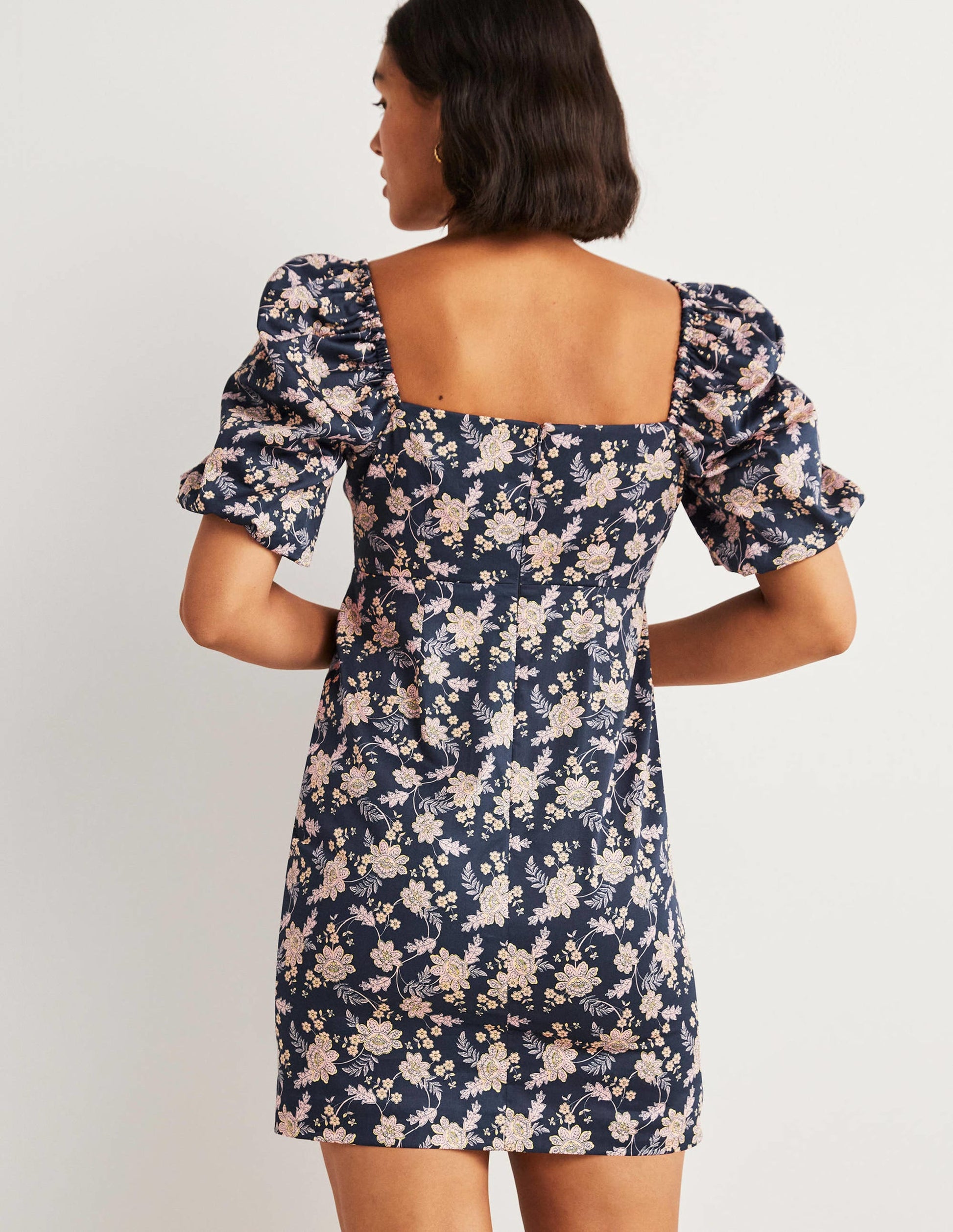 Minikleid mit Cut-out-Detail-Navy, Chintz-Blumen-3