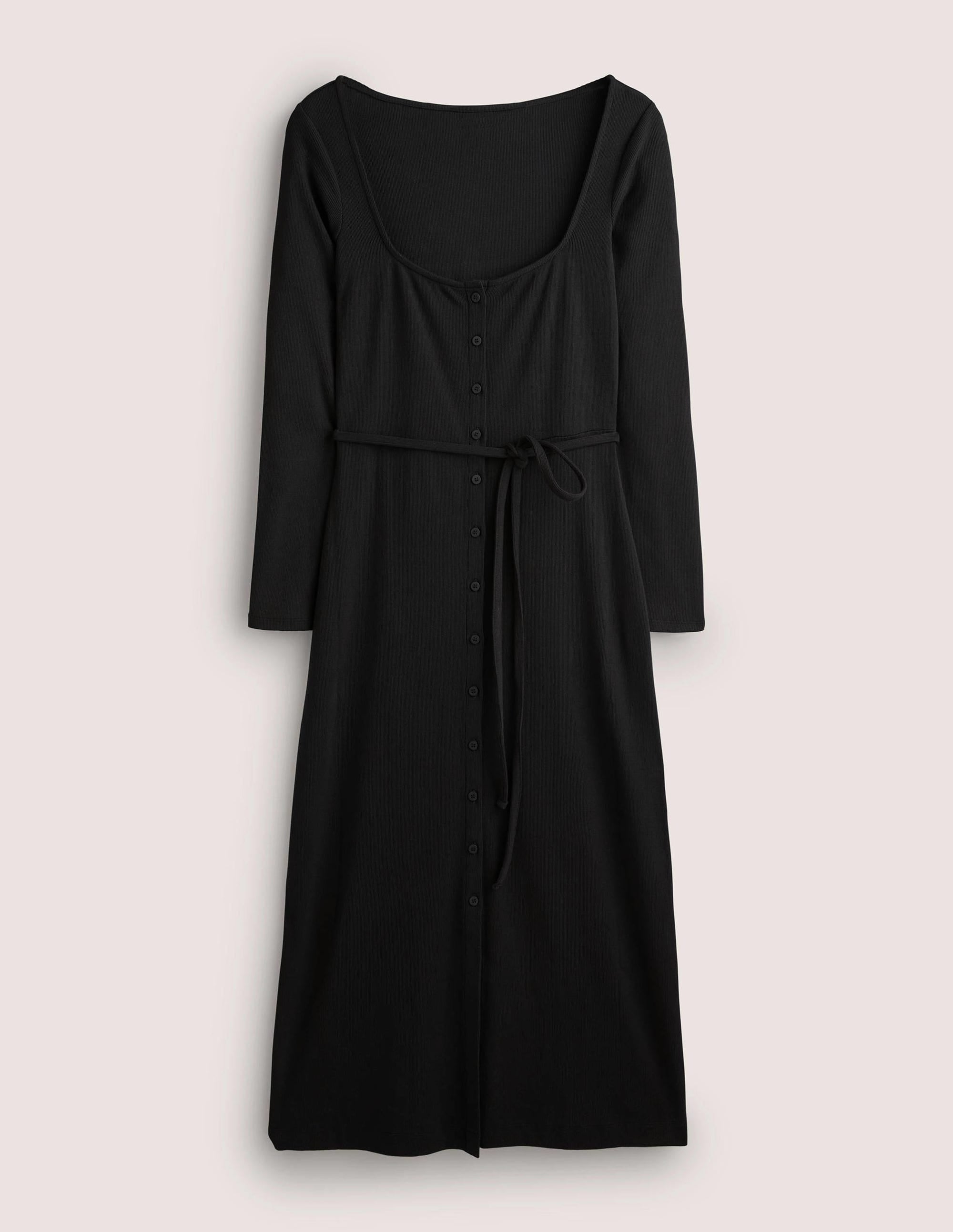Jersey-Midikleid mit Rippstrick-Schwarz - Image 7
