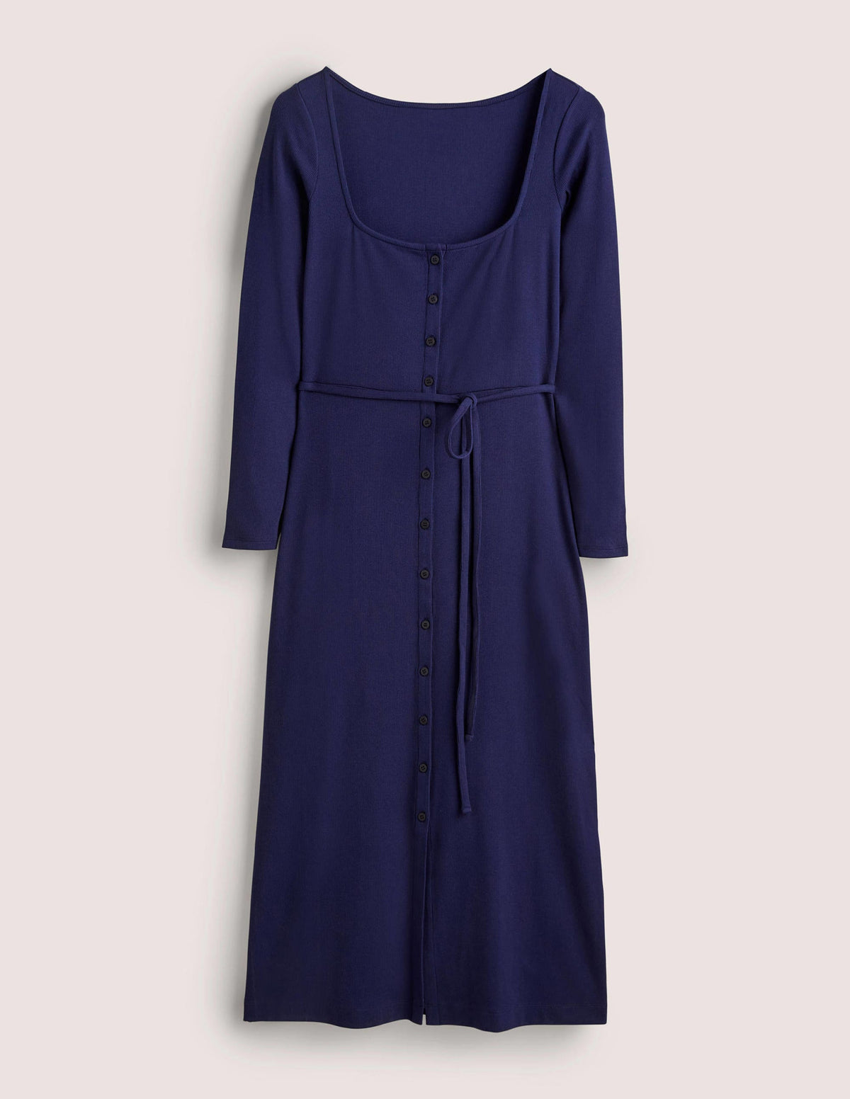 Jersey-Midikleid mit Rippstrick-Marineblau - Image 5