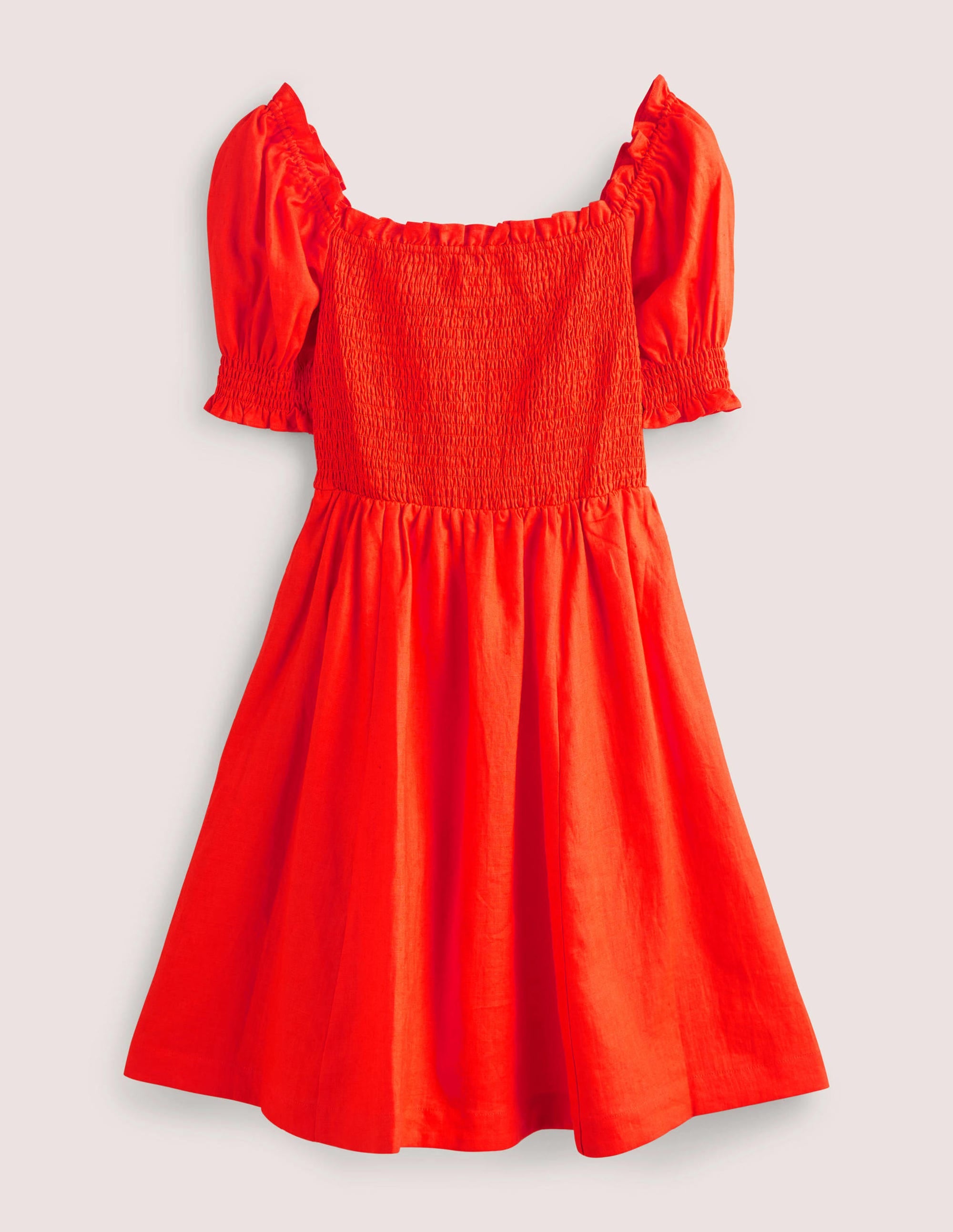 Minikleid mit gesmoktem Oberteil-Kräftiges Papayaorange - Image 9