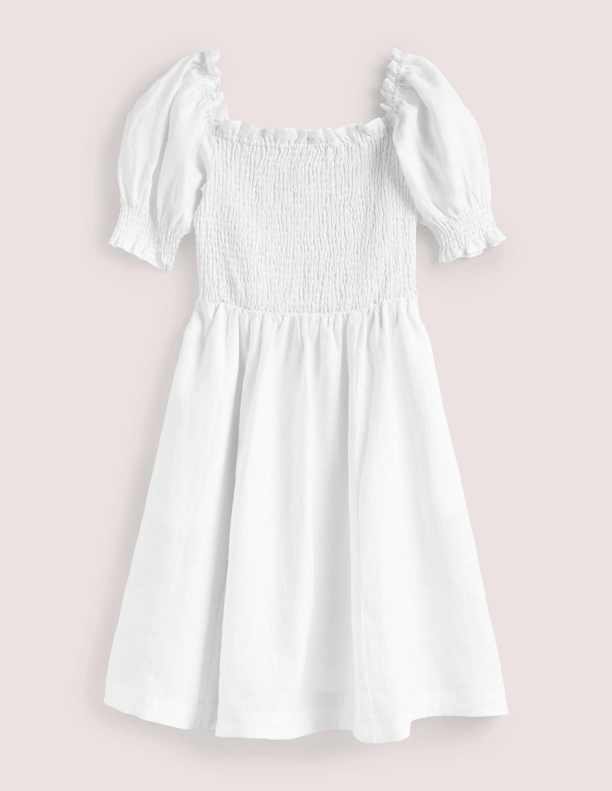 Minikleid mit gesmoktem Oberteil-Weiß - Image 7