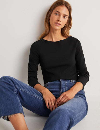 Basic-Shirt mit U-Boot-Ausschnitt-Schwarz-7