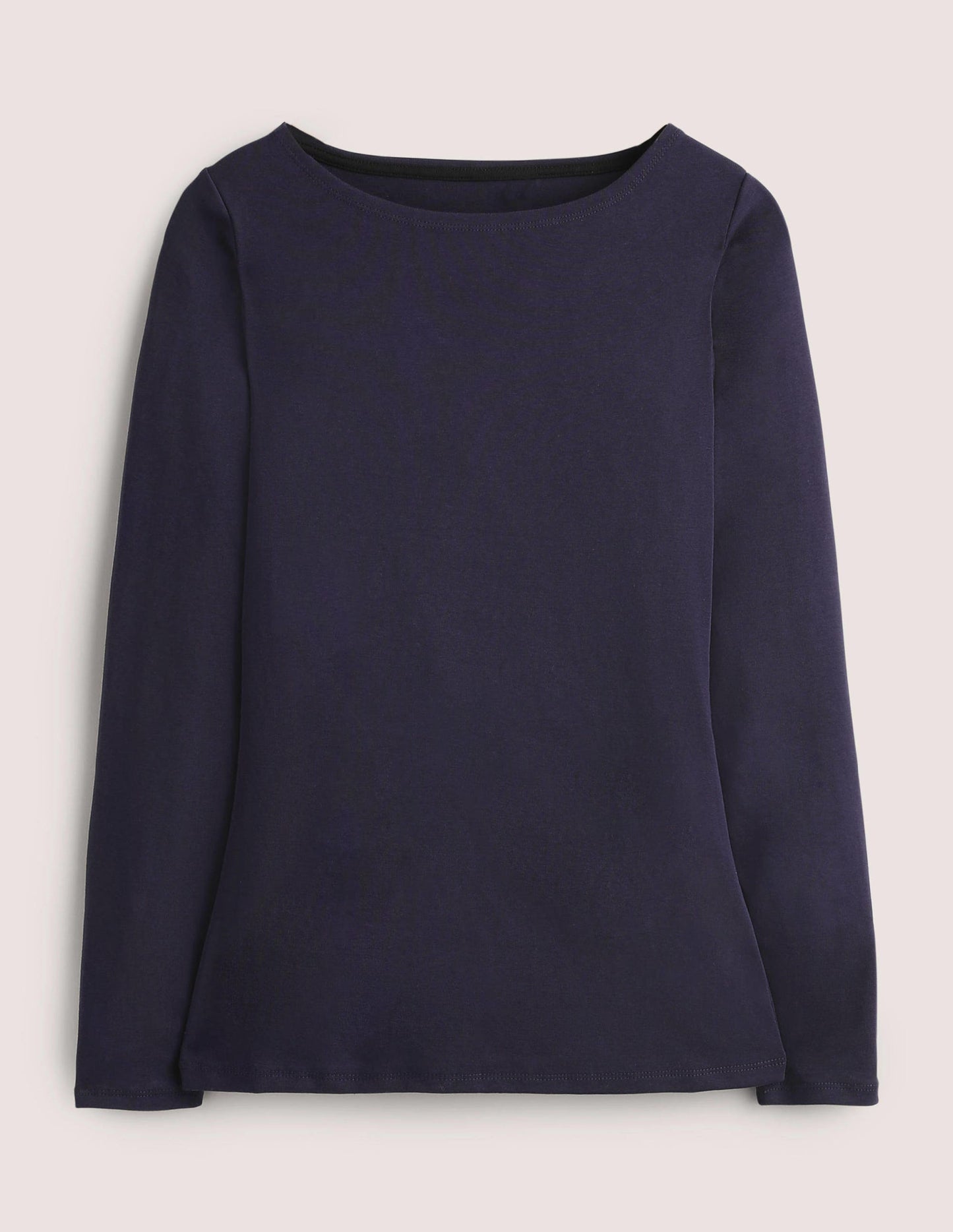 Basic-Shirt mit U-Boot-Ausschnitt-Marineblau