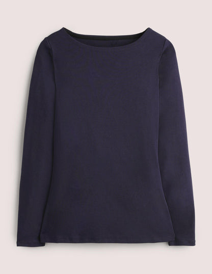 Basic-Shirt mit U-Boot-Ausschnitt-Marineblau-5
