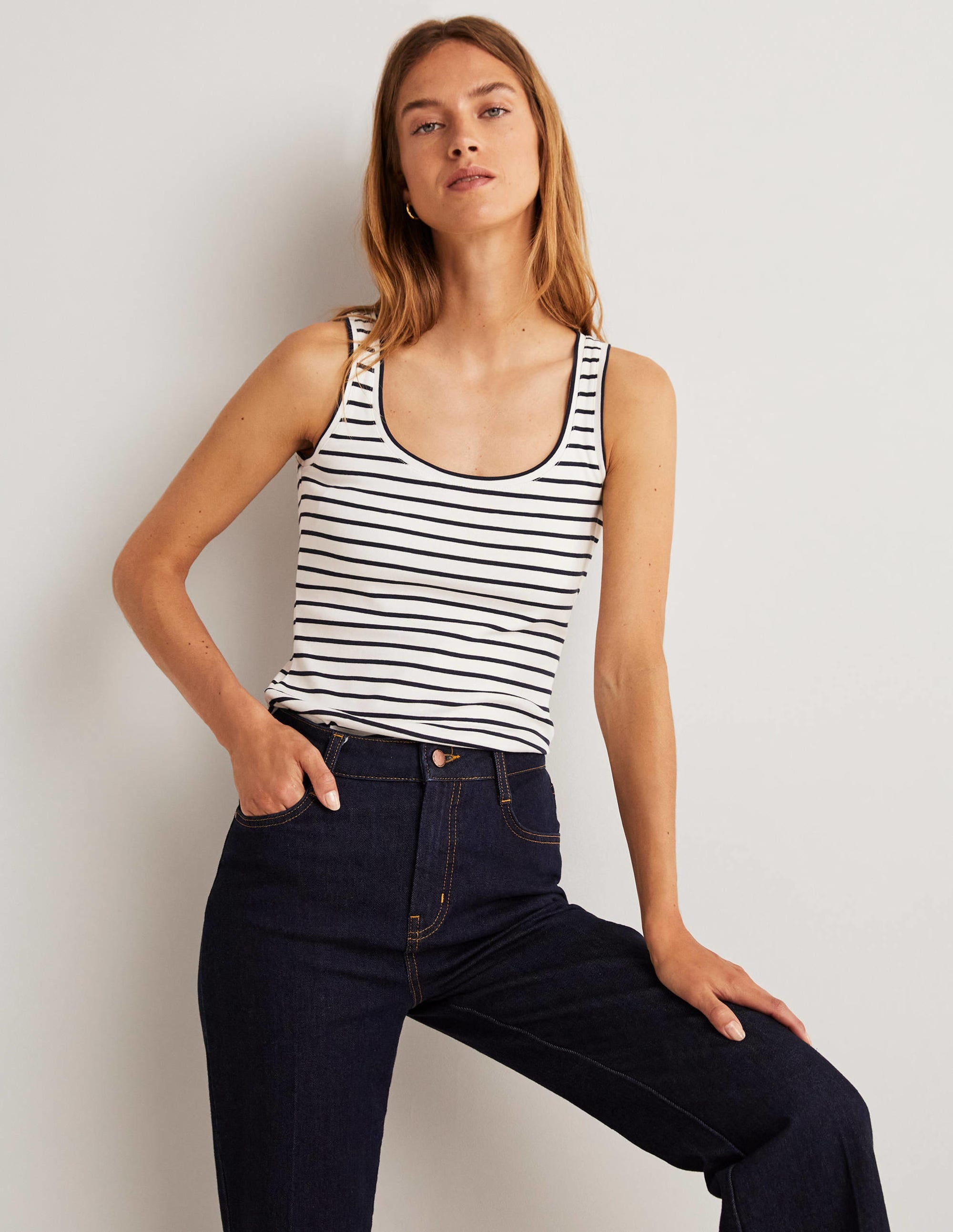 Essential Vest-Ivory / Navy Stripe - Image 1