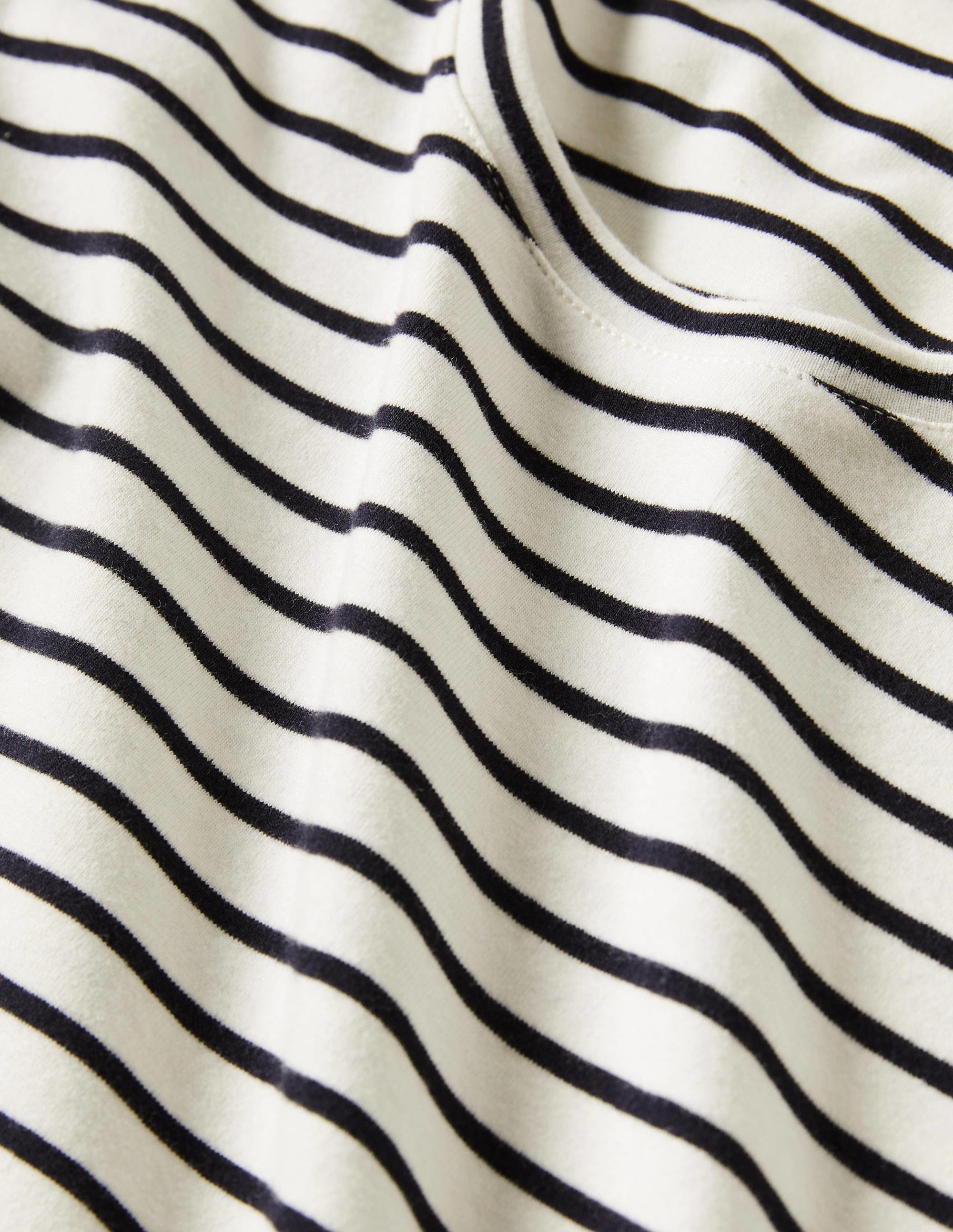 Kurzärmeliges Basic-T-Shirt-Naturweiß/Navy, Gestreift - Image 8