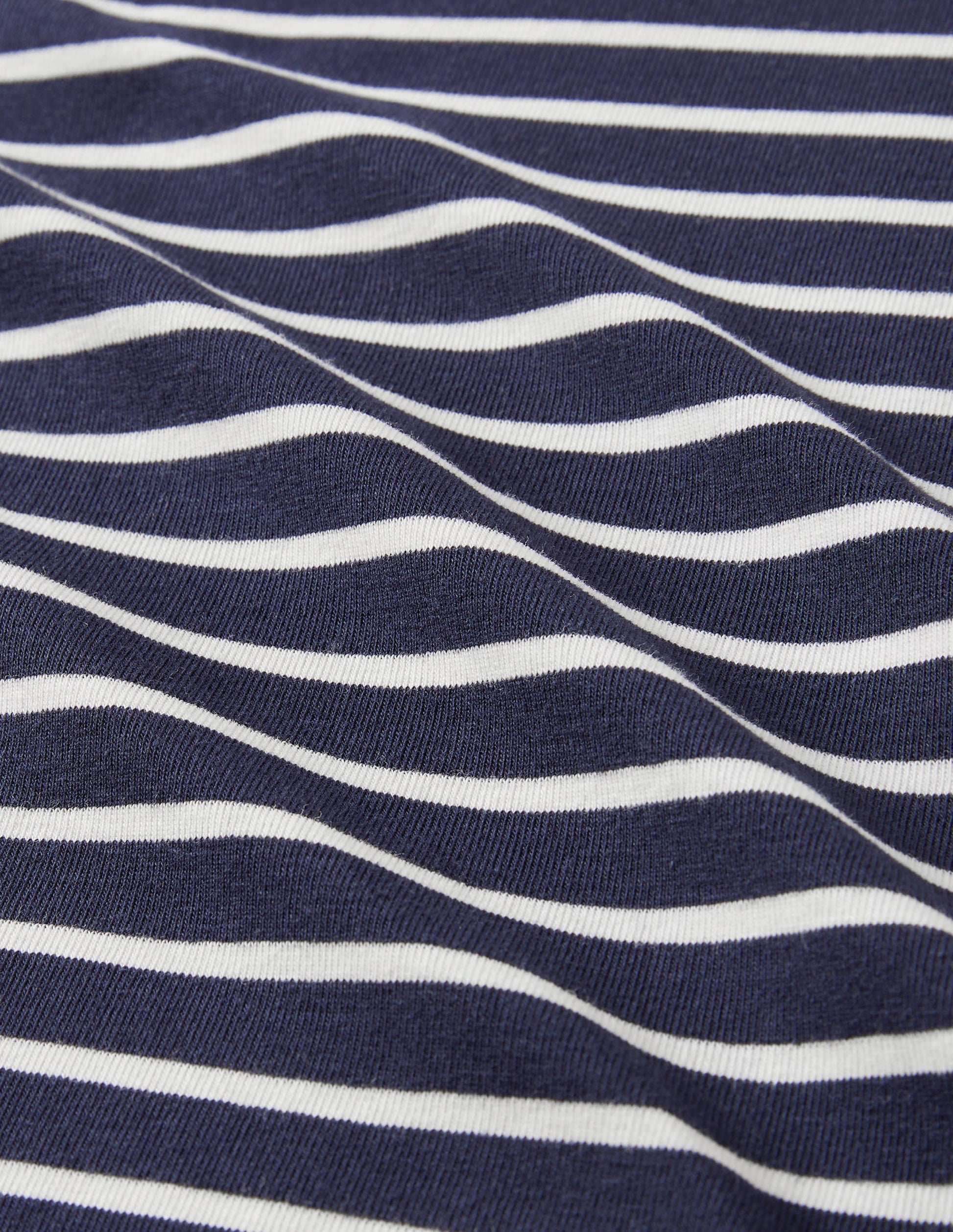 Kurzärmeliges Basic-T-Shirt-Navy/Naturweiß, Gestreift-9