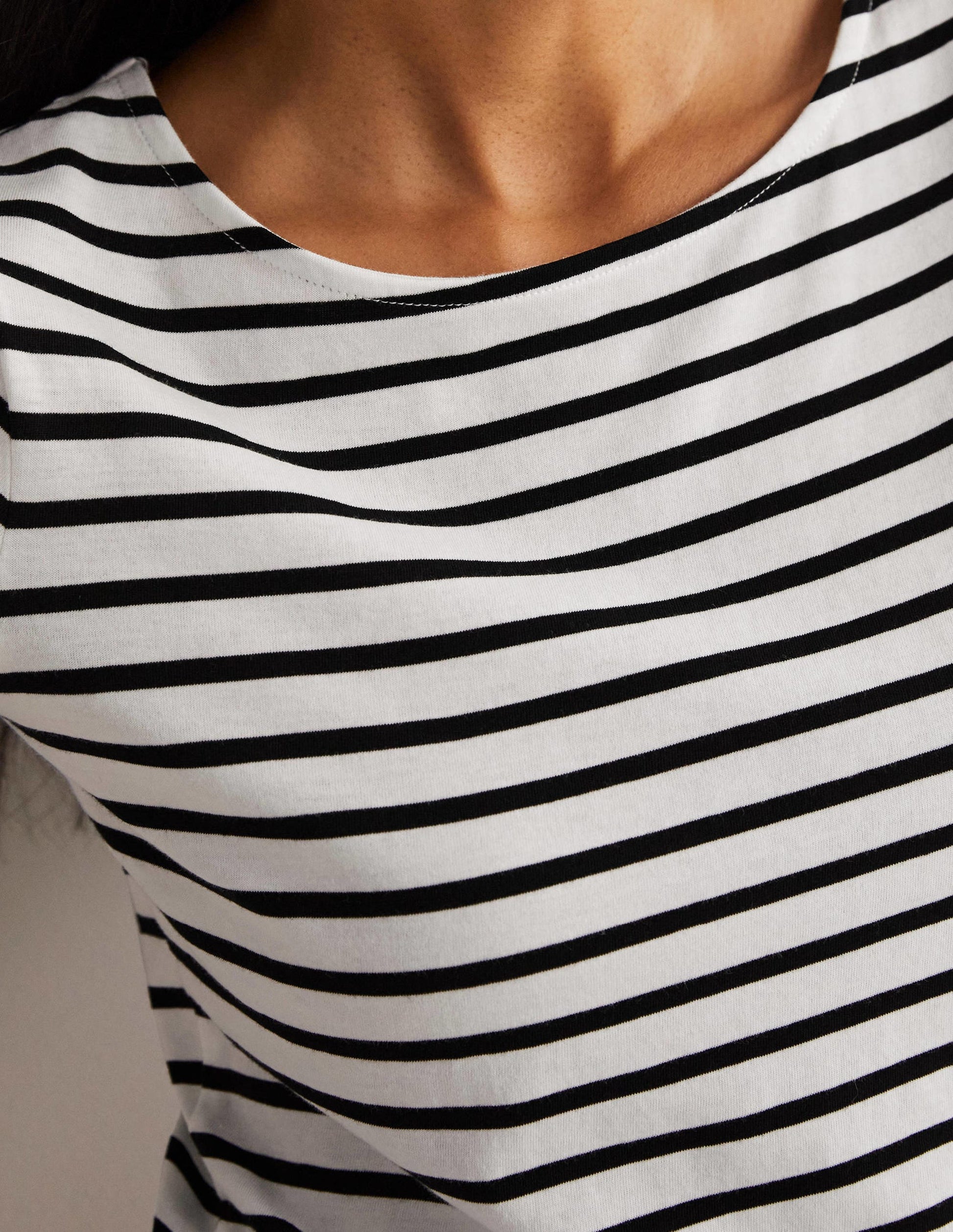 Short Sleeve Breton T-Shirt-Ivory / Black Stripe-2