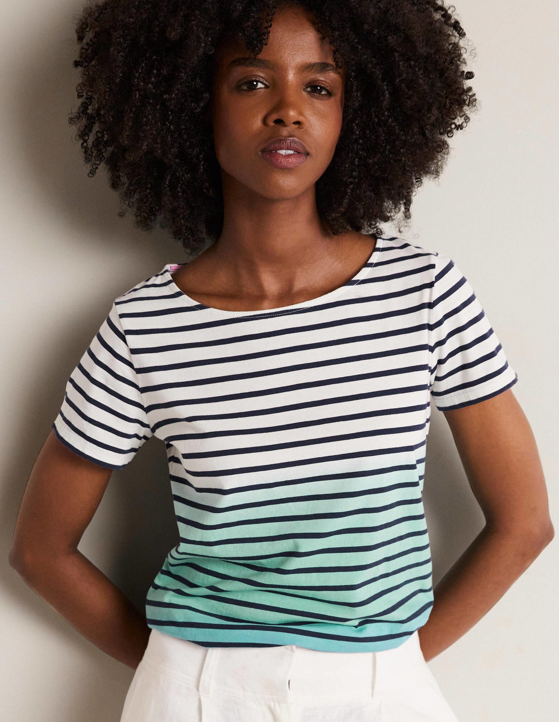 Kurzärmliges Bretonshirt-Blautöne, Schimmernd-5