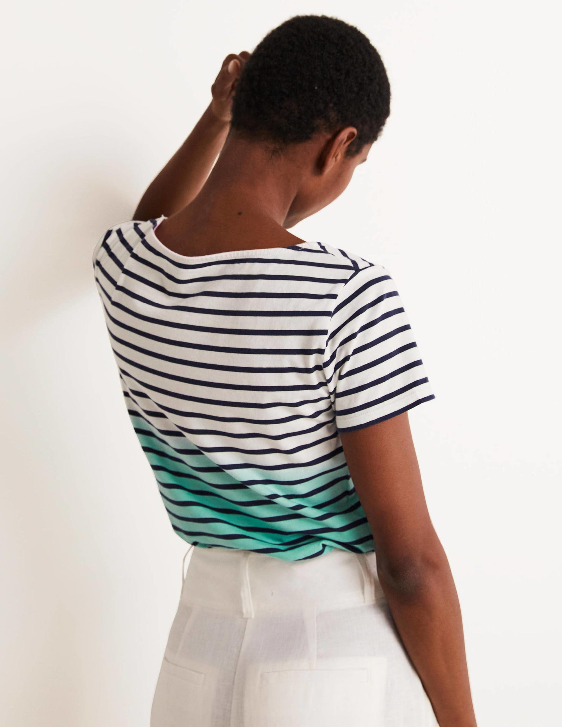 Kurzärmliges Bretonshirt-Blautöne, Schimmernd-3