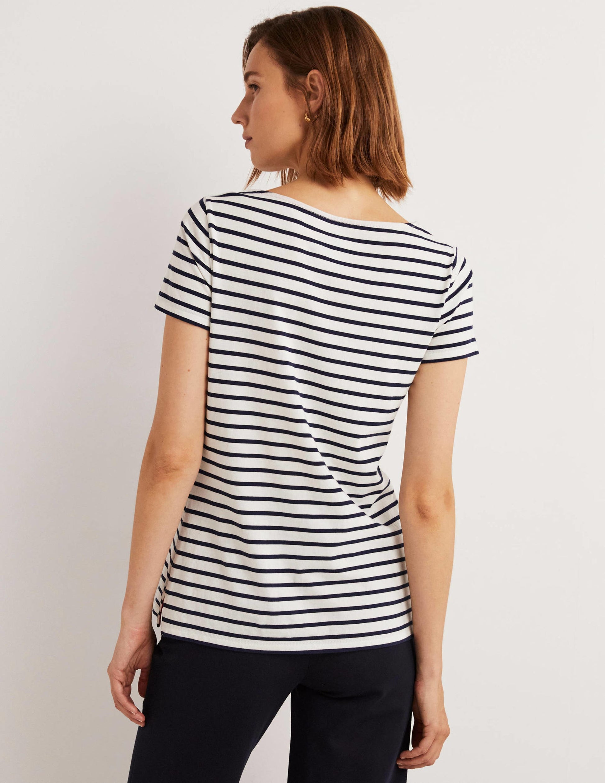 Kurzärmliges Bretonshirt-Naturweiß/Navy, Gestreift-3