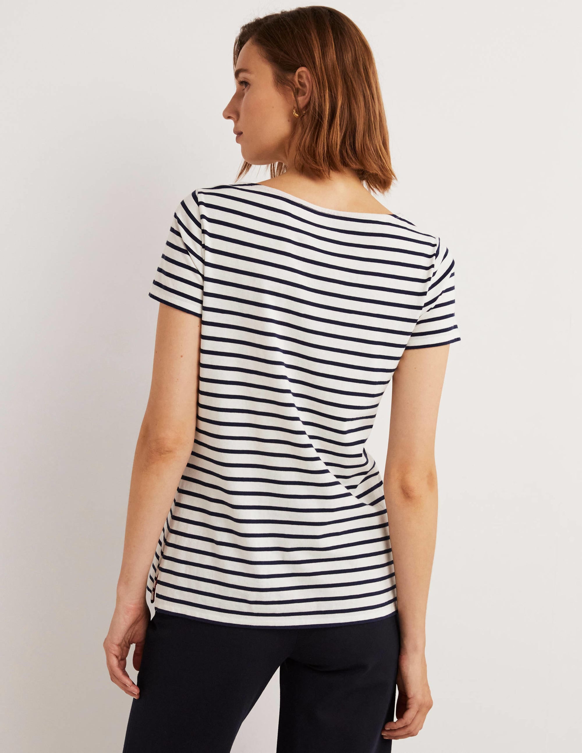 Kurzärmliges Bretonshirt-Naturweiß/Navy, Gestreift - Image 3