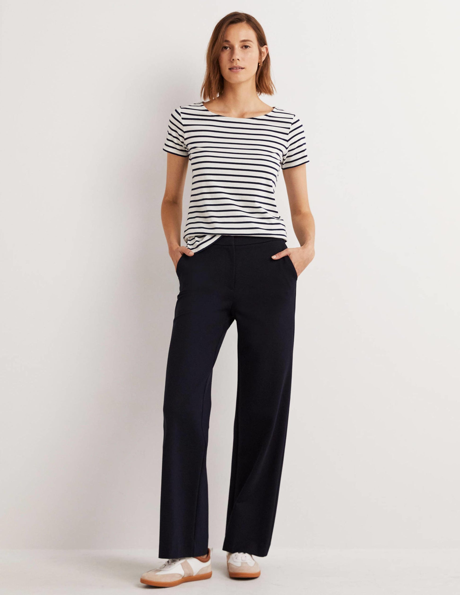 Kurzärmliges Bretonshirt-Naturweiß/Navy, Gestreift-4