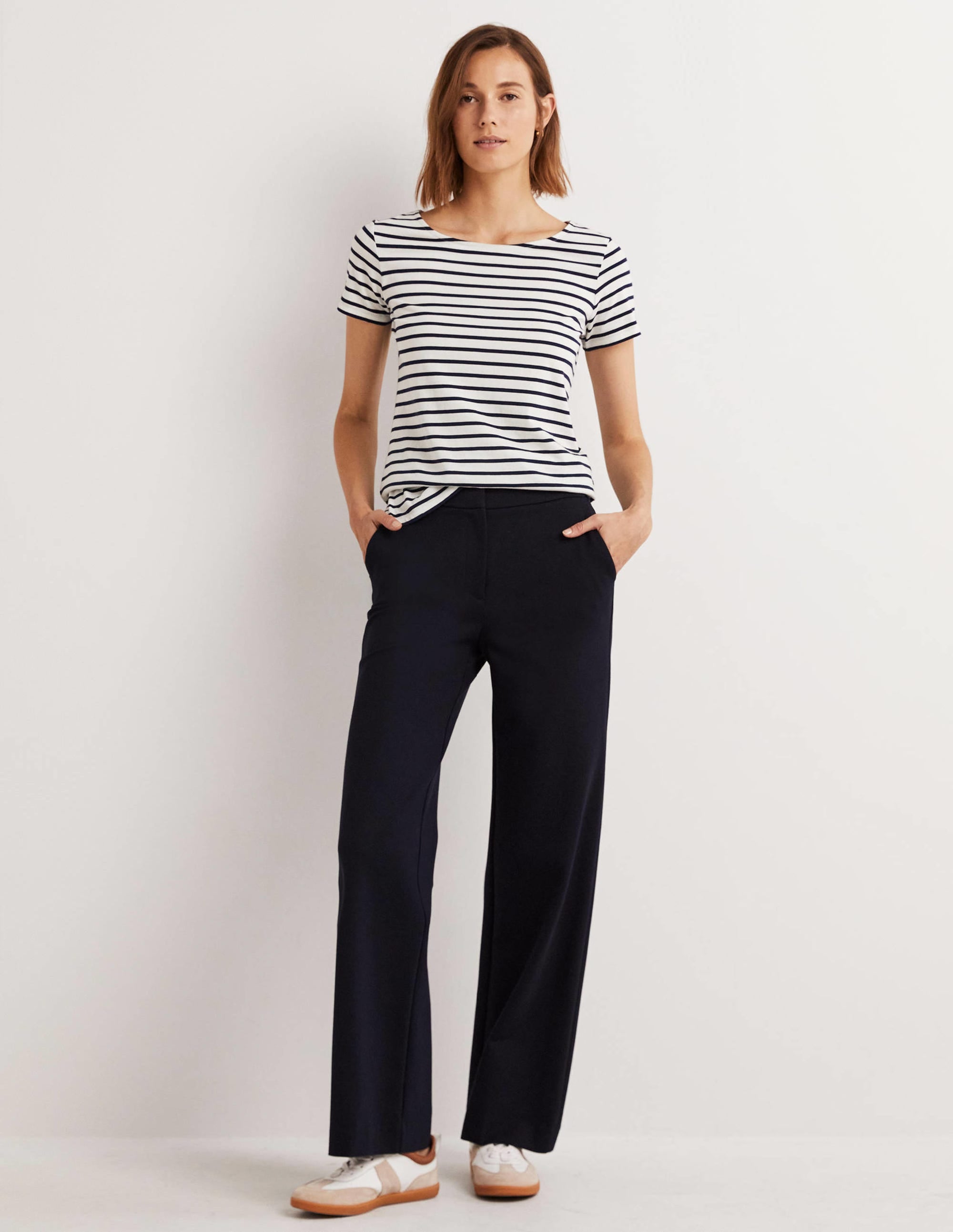 Kurzärmliges Bretonshirt-Naturweiß/Navy, Gestreift - Image 4