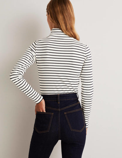 Essential Roll-neck Top-Ivory / Navy Stripe-6