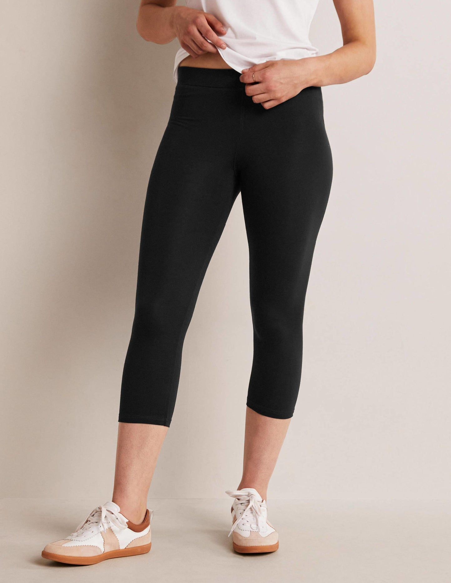 7/8-Jerseyleggings mit hoher Taille-Schwarz