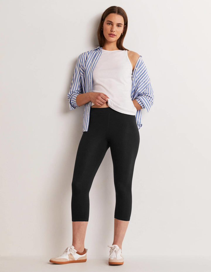 7/8-Jerseyleggings mit hoher Taille-Schwarz