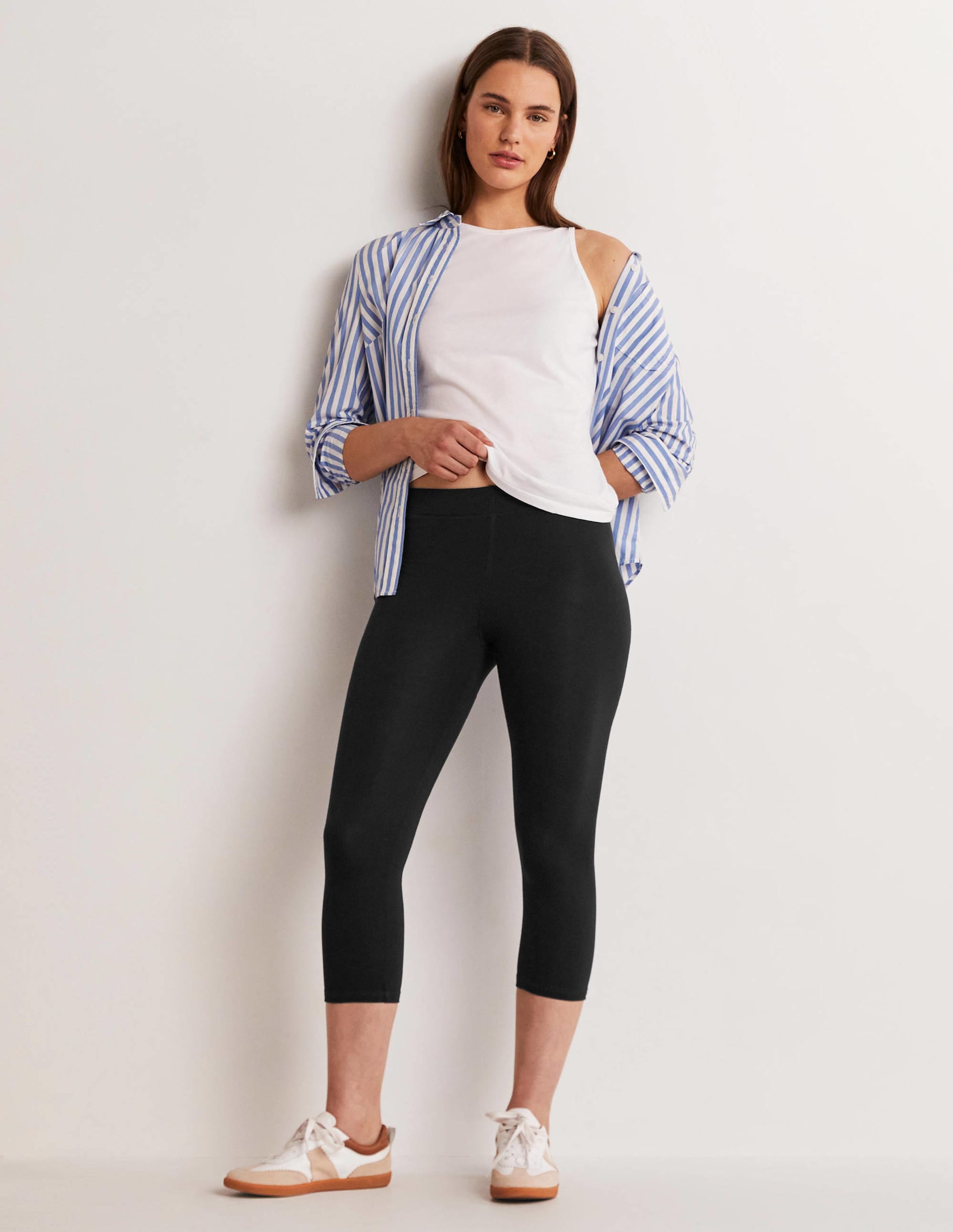 7/8-Jerseyleggings mit hoher Taille-Schwarz - Image 1