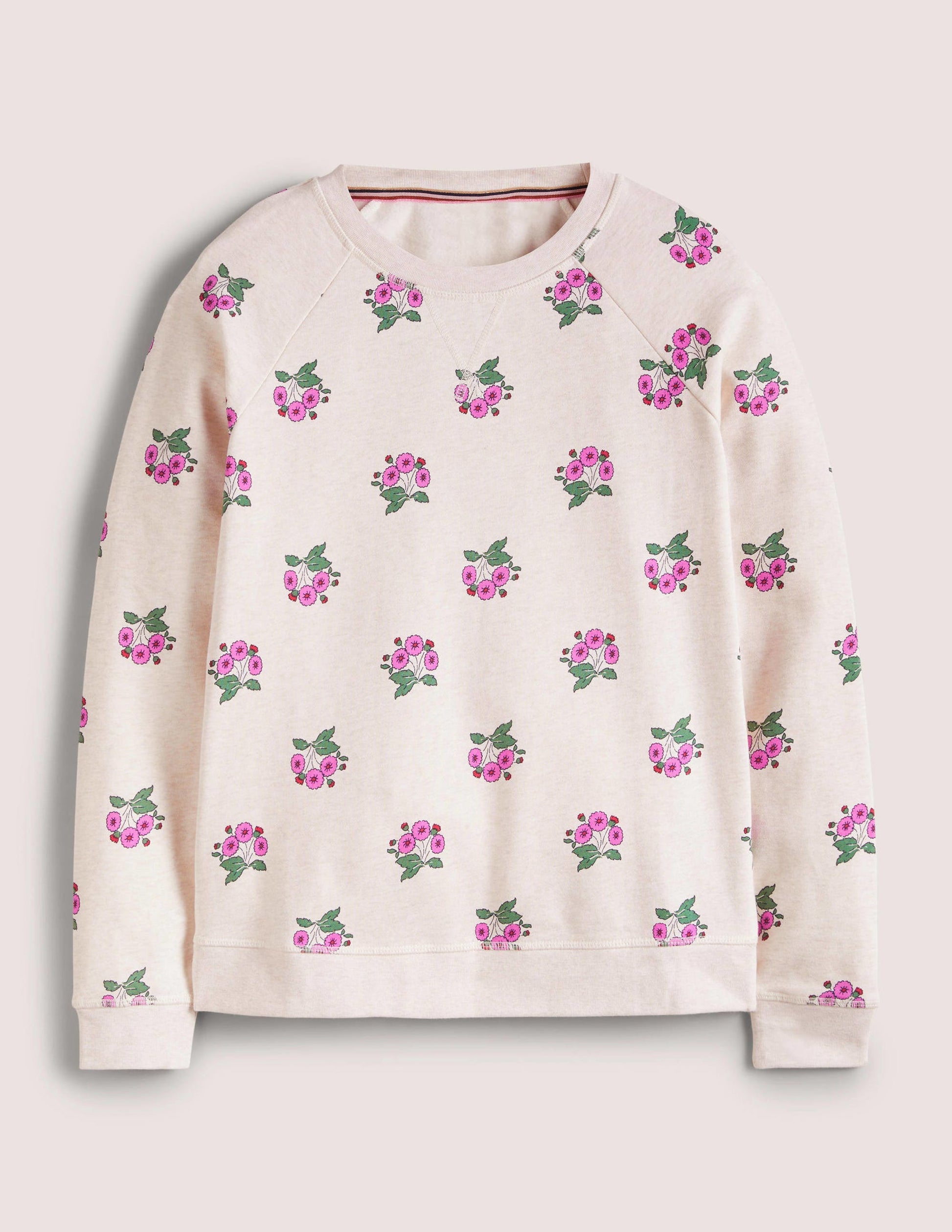 Gemustertes Sweatshirt aus Baumwolle-Hellbeige, Wildes Stiefmütterchen-5