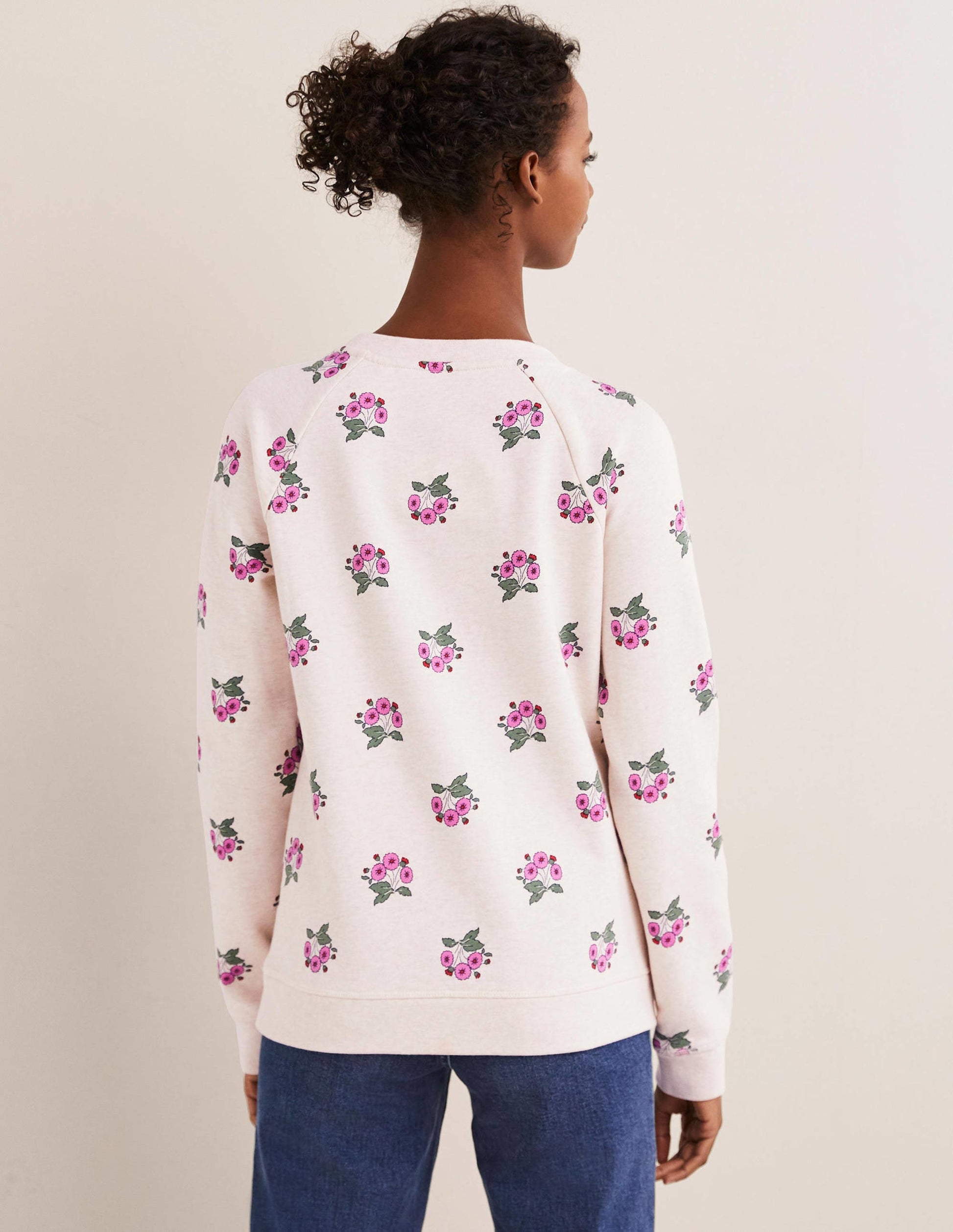 Gemustertes Sweatshirt aus Baumwolle-Hellbeige, Wildes Stiefmütterchen-3