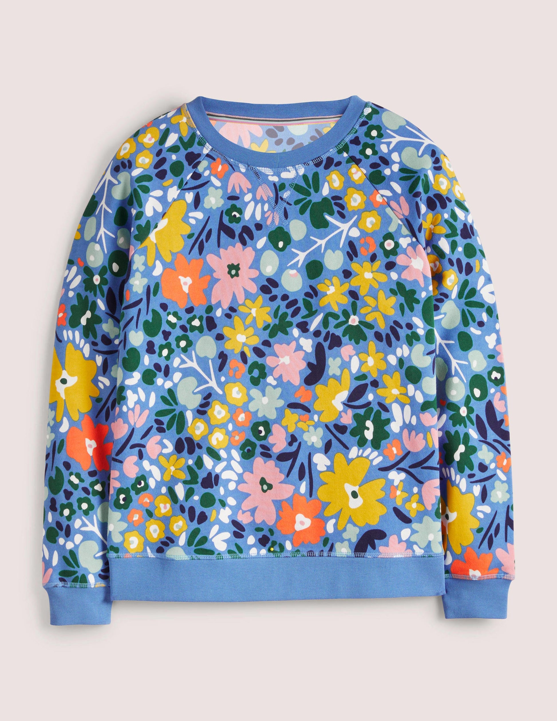 Sweat en coton imprimé-Bleu Côte d'Azur, motif Abstract Ditsy-6