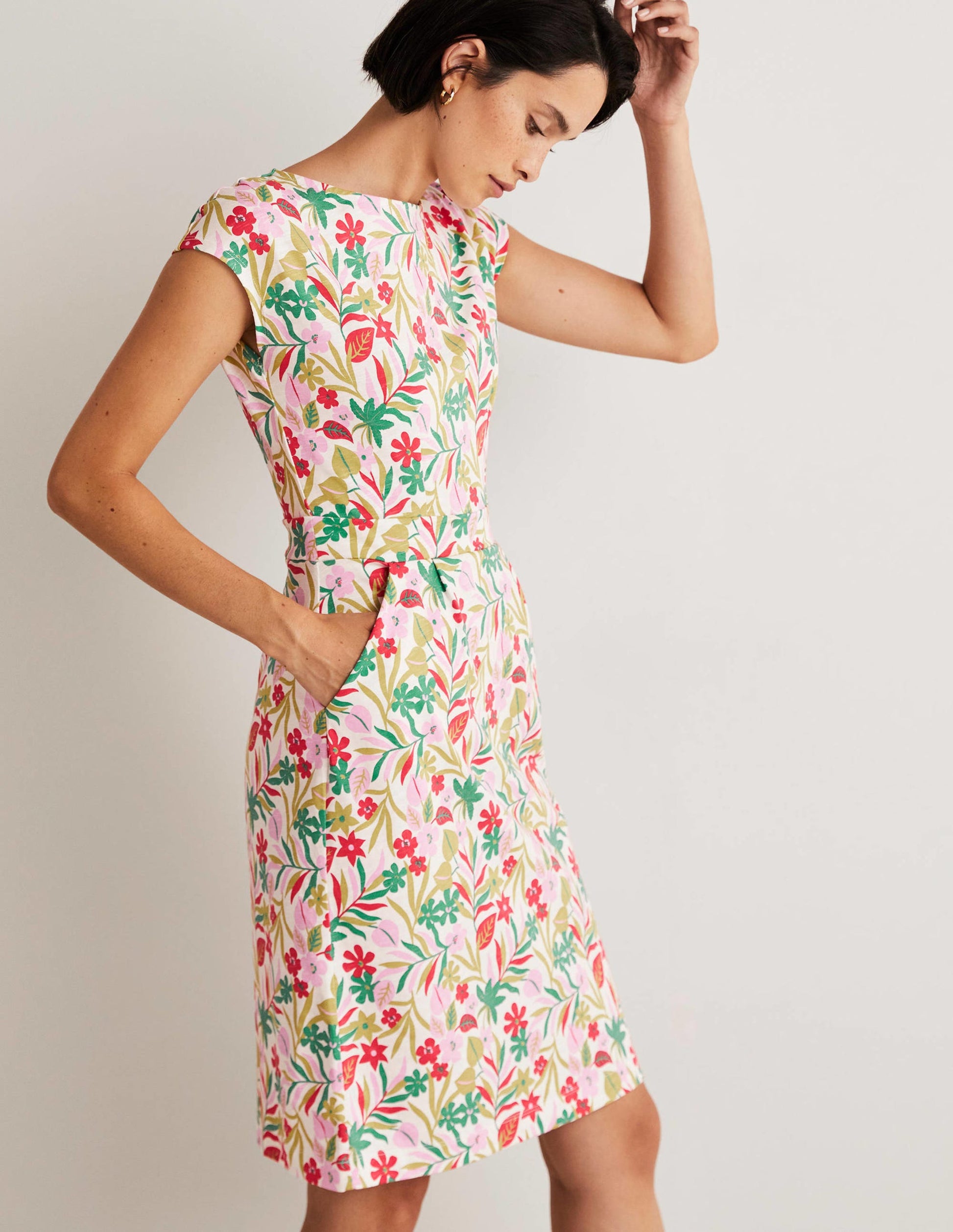 Florrie Jerseykleid-Bunt, Tropische Blätter-10