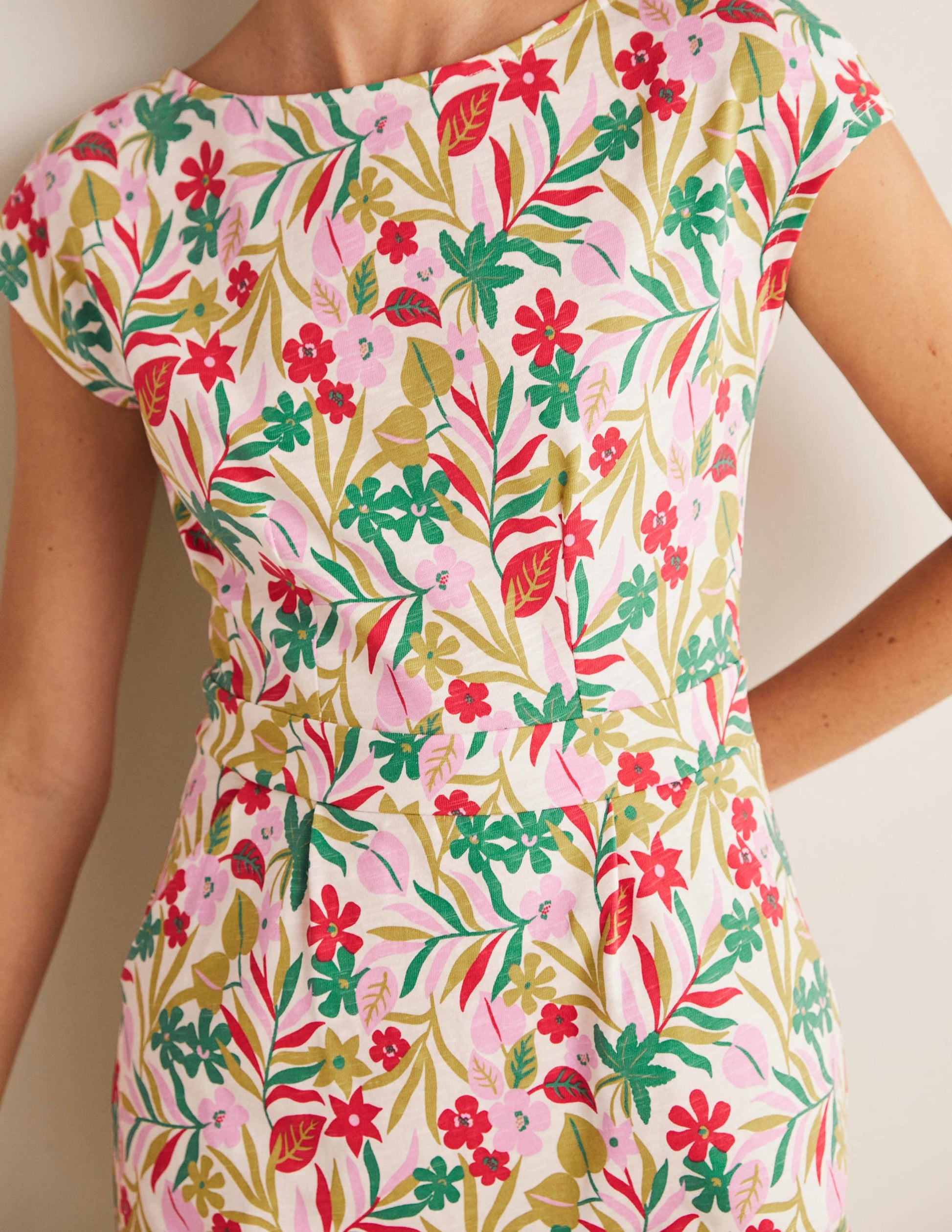 Florrie Jerseykleid-Bunt, Tropische Blätter-4