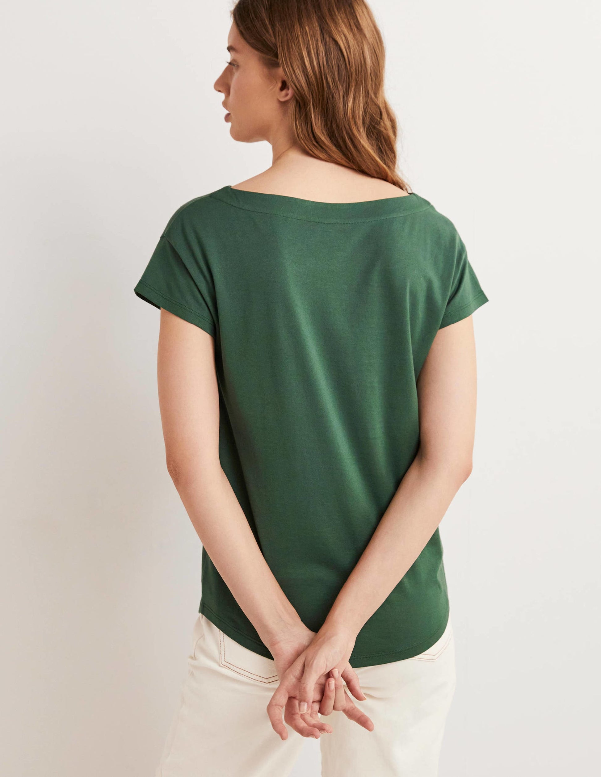 Superweiches T-Shirt mit U-Boot-Ausschnitt-Trekking-Grün-3