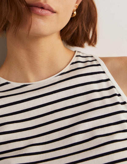 Arabella Jerseyoberteil-Naturweiß/Navy, Gestreift