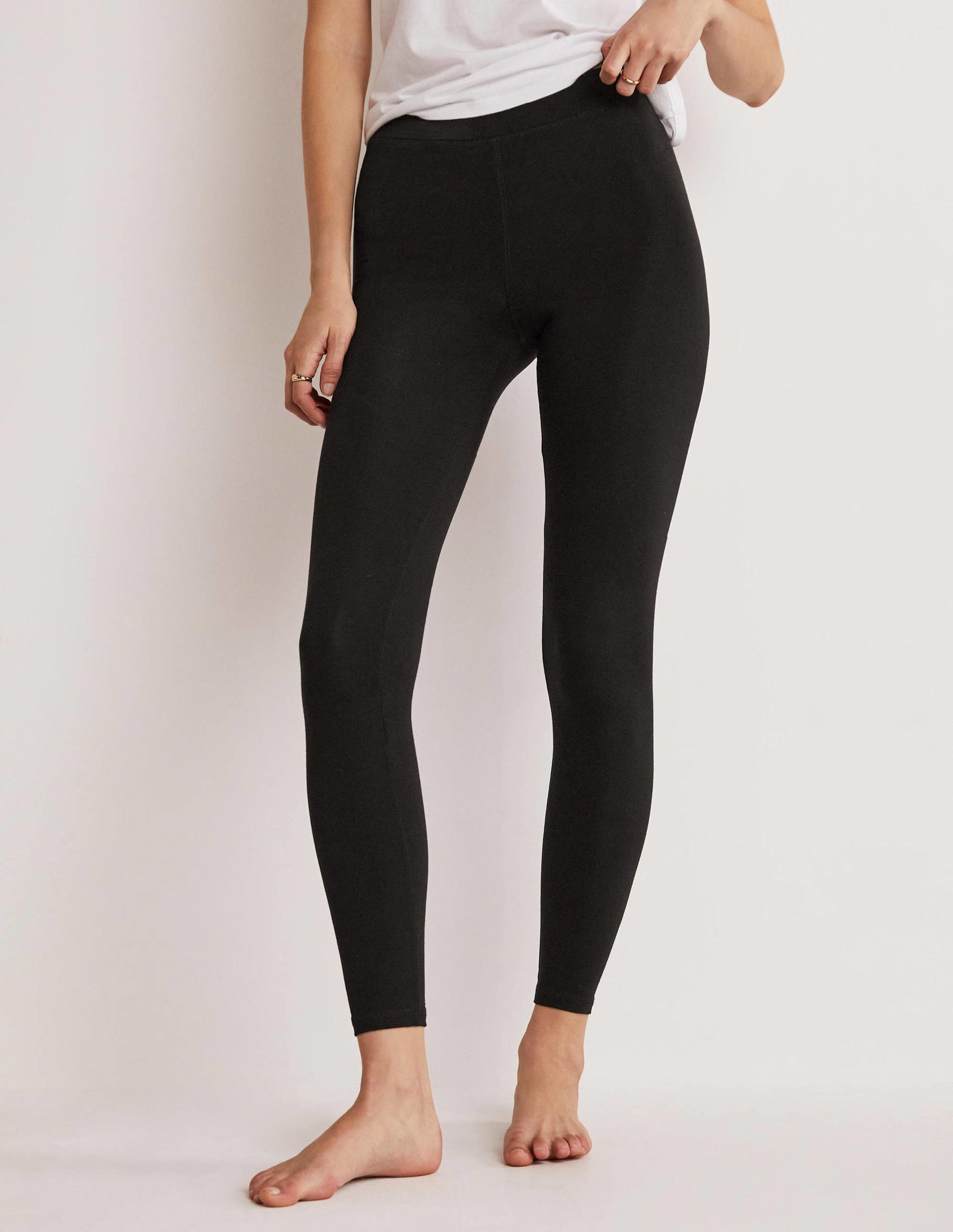 Jerseyleggings mit hoher Taille-Schwarz-4