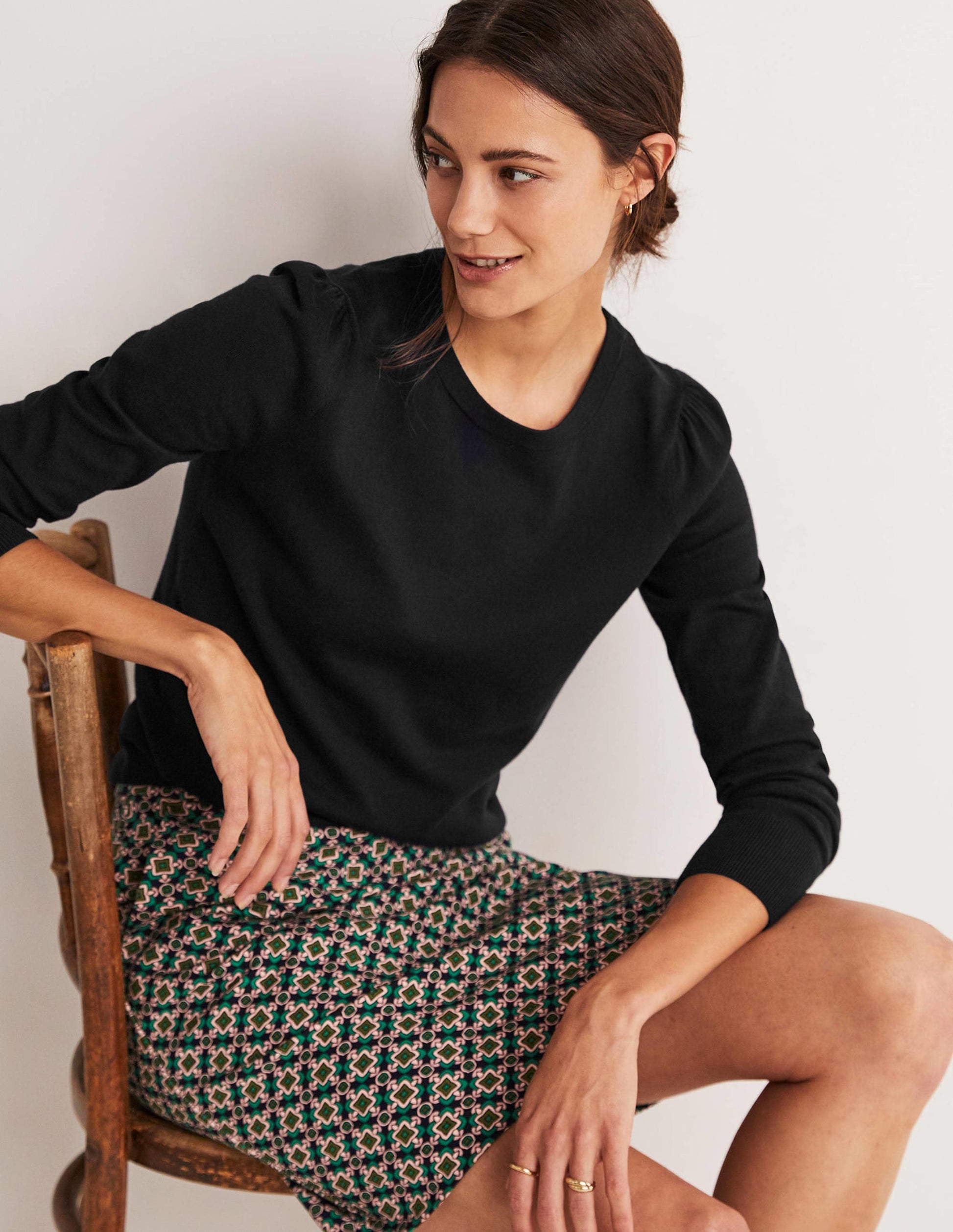 Cotton Crew Neck Jumper-Black-5