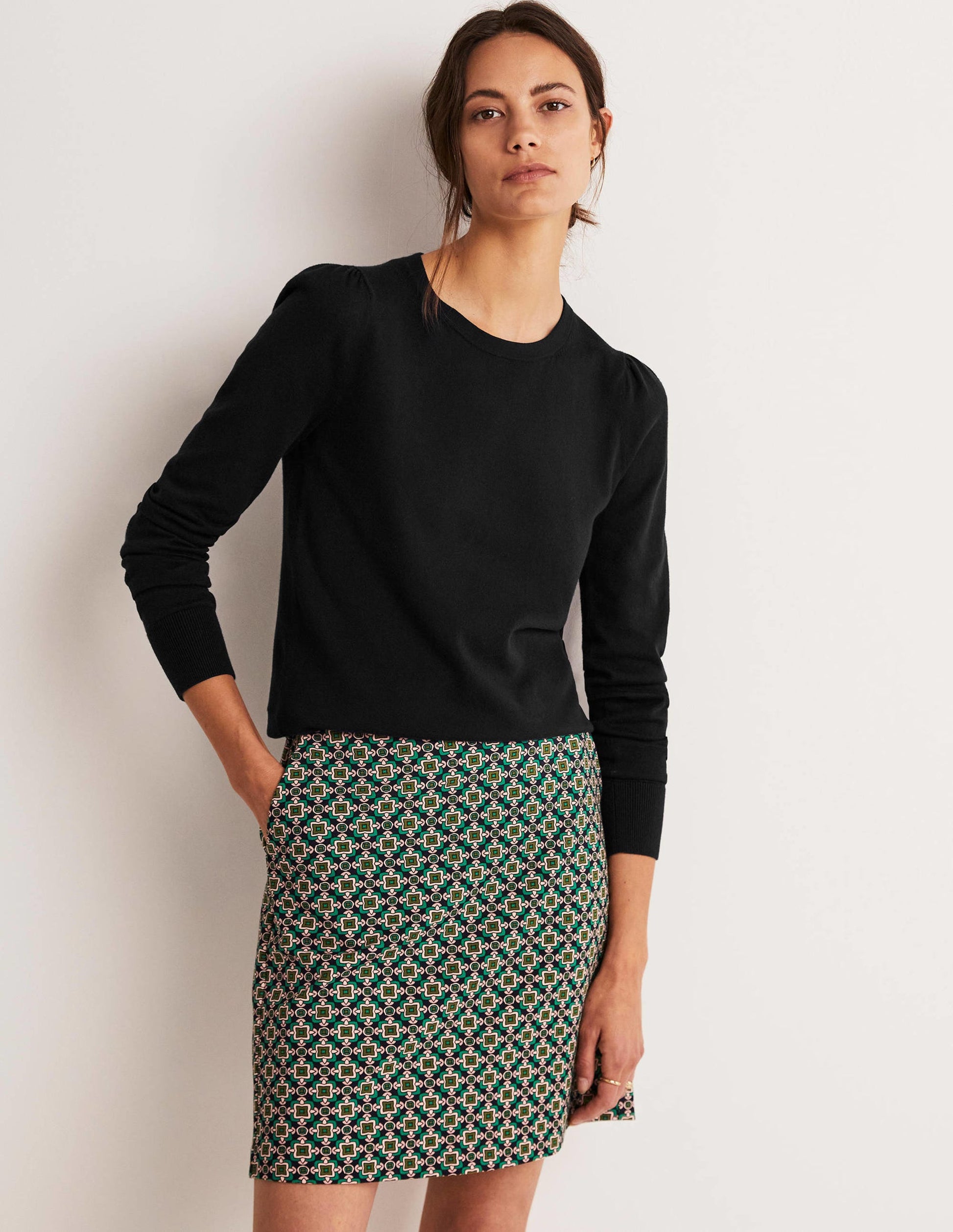 Cotton Crew Neck Jumper-Black-8