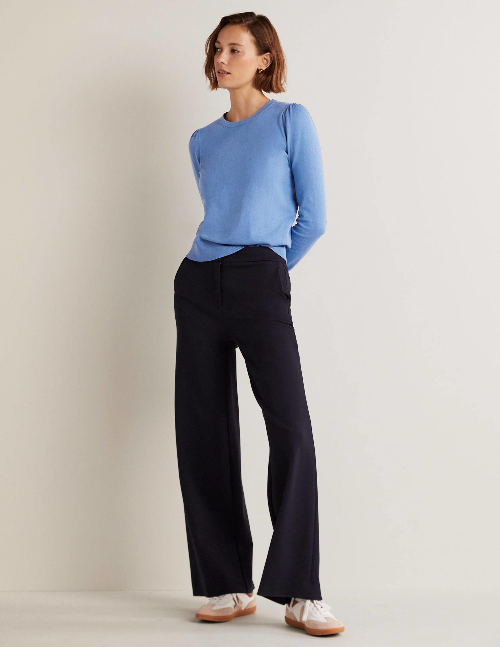 Cotton Crew Neck Jumper-Riviera Blue-8