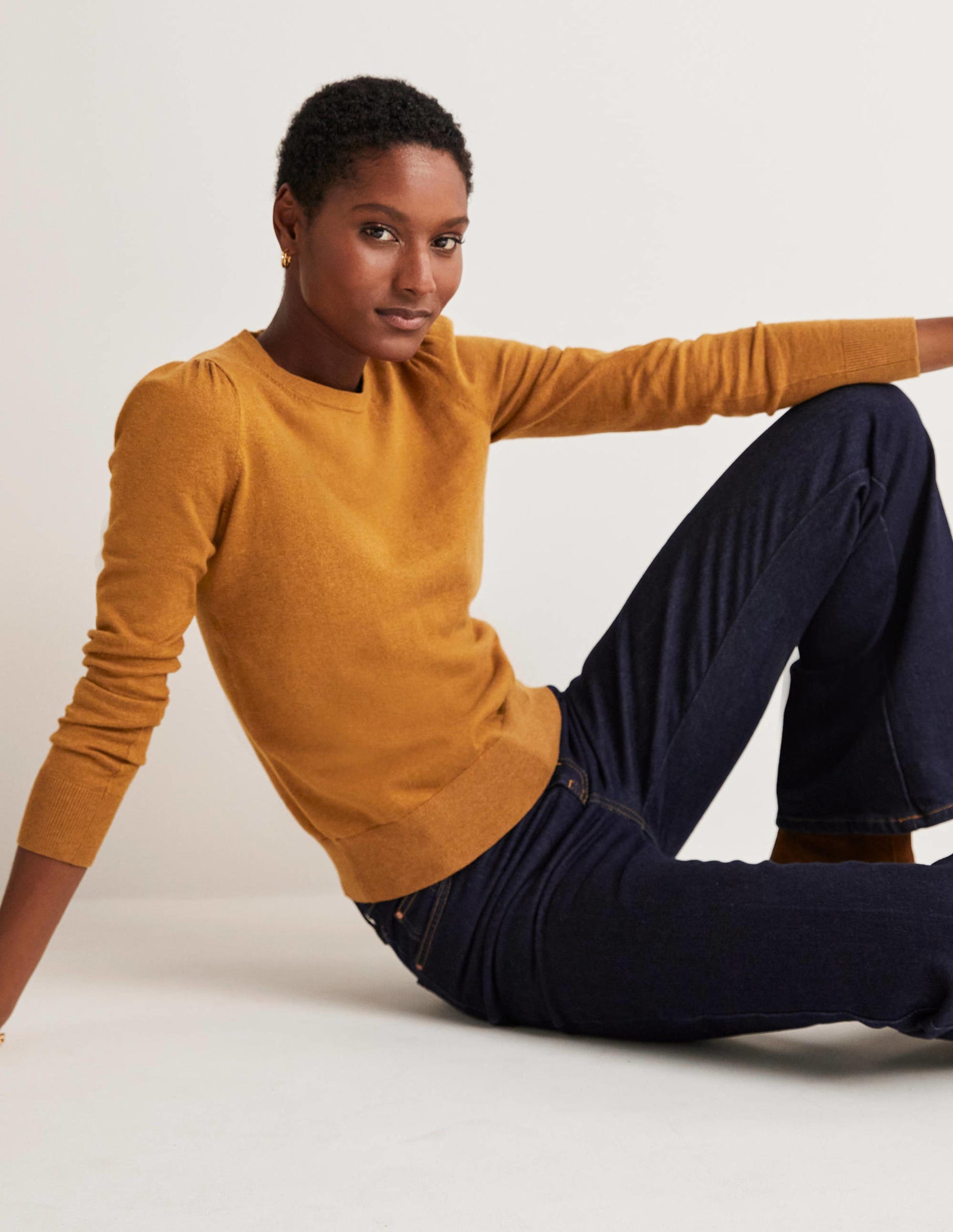 Cotton Crew Neck Jumper-Butterscotch Brown Melange-8