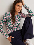 Cotton Crew Neck Jumper-Wild Rose, Tulip Cluster