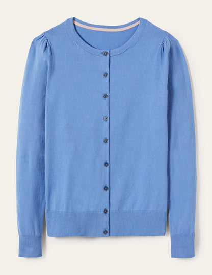 Cotton Crew Neck Cardigan-Riviera Blue-9