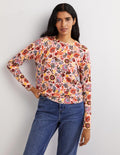 Pull Margot en cachemire-Milkshake, motif Pretty Paradise